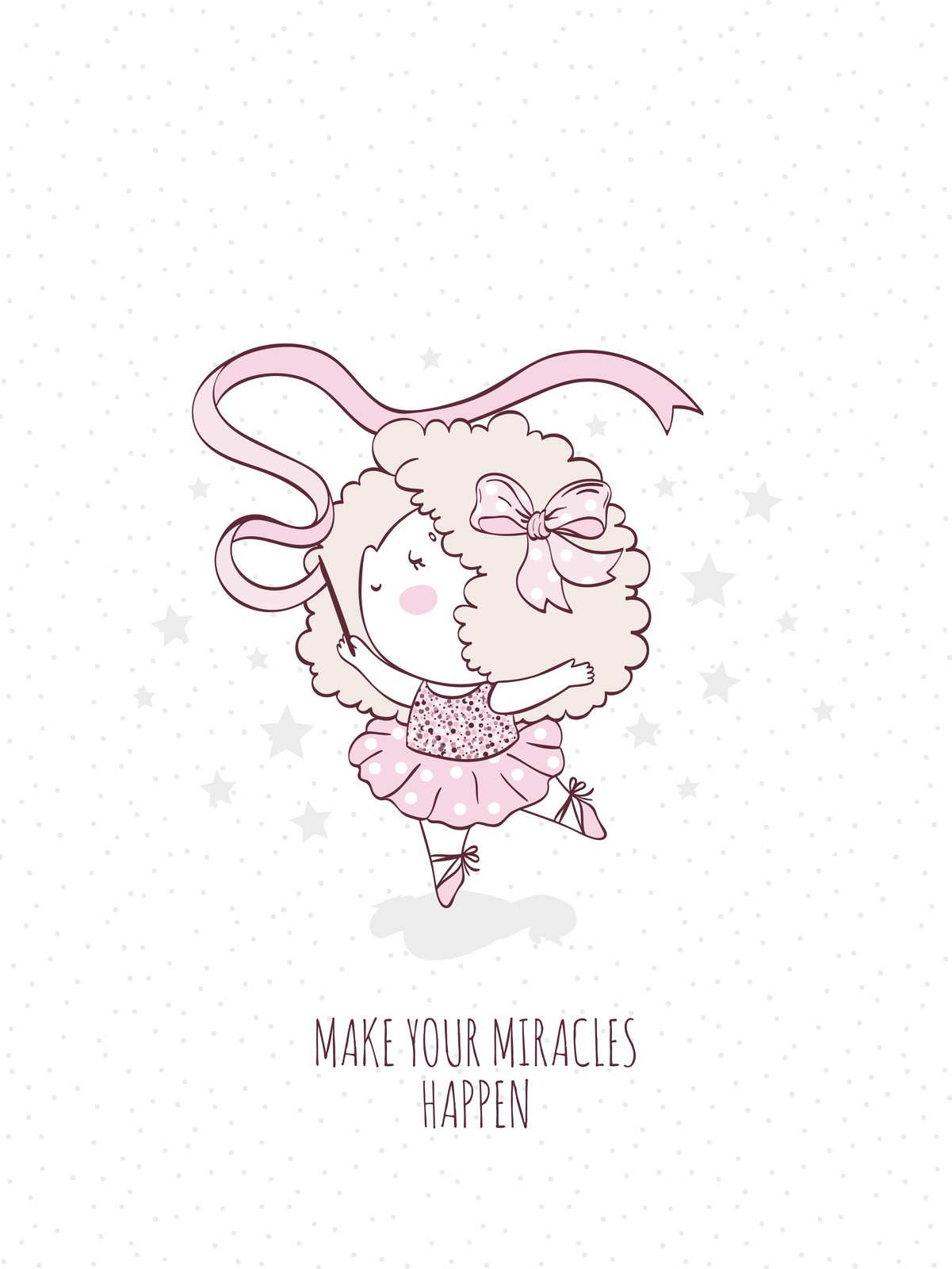 Cute Ballerina Sheep Dream Wall Art