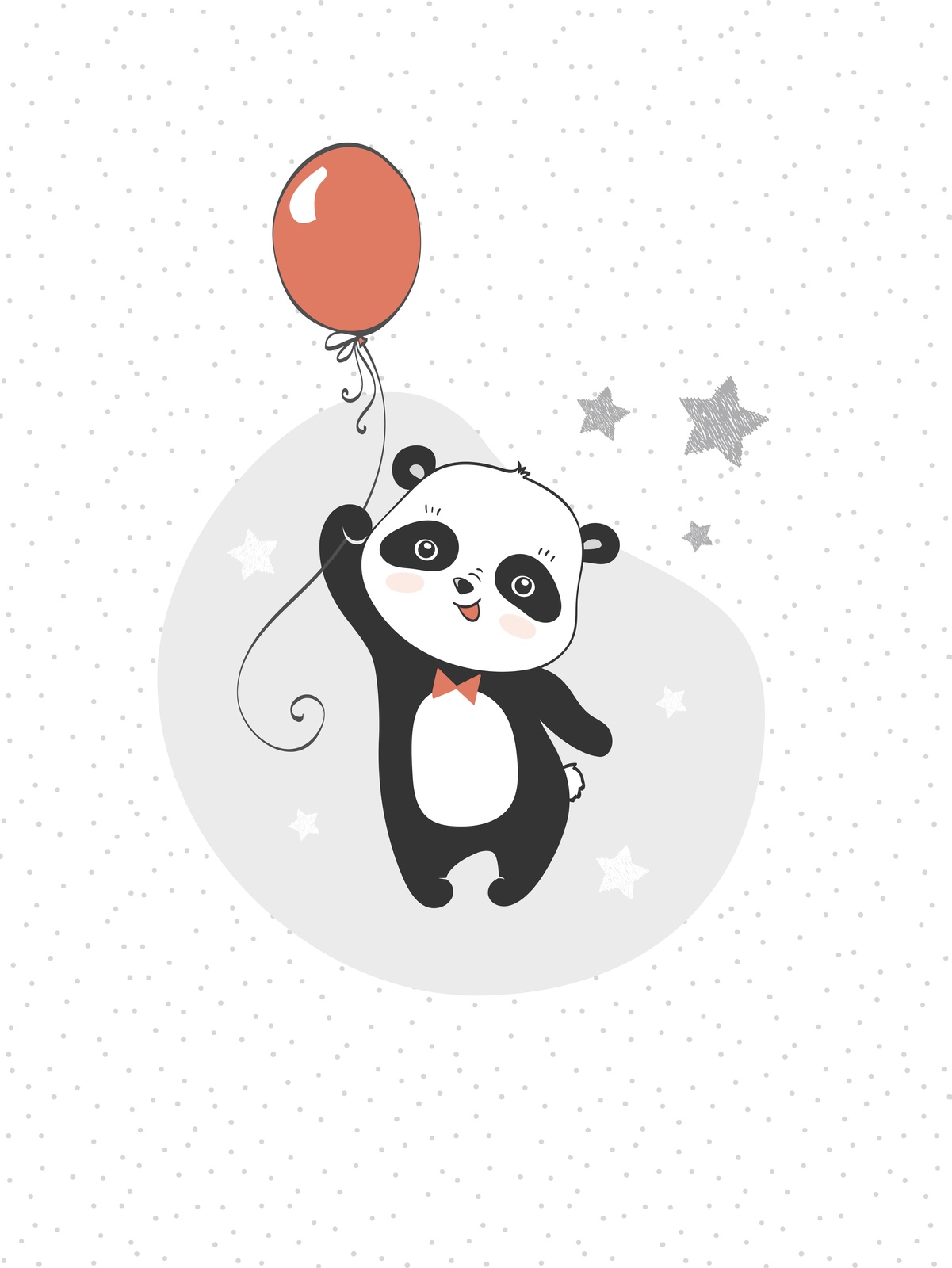 Adorable Panda with Balloon Wall Art