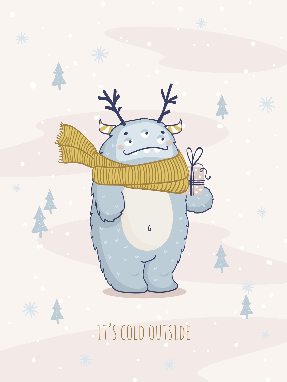 Cute Monster Winter Gift Wall Art