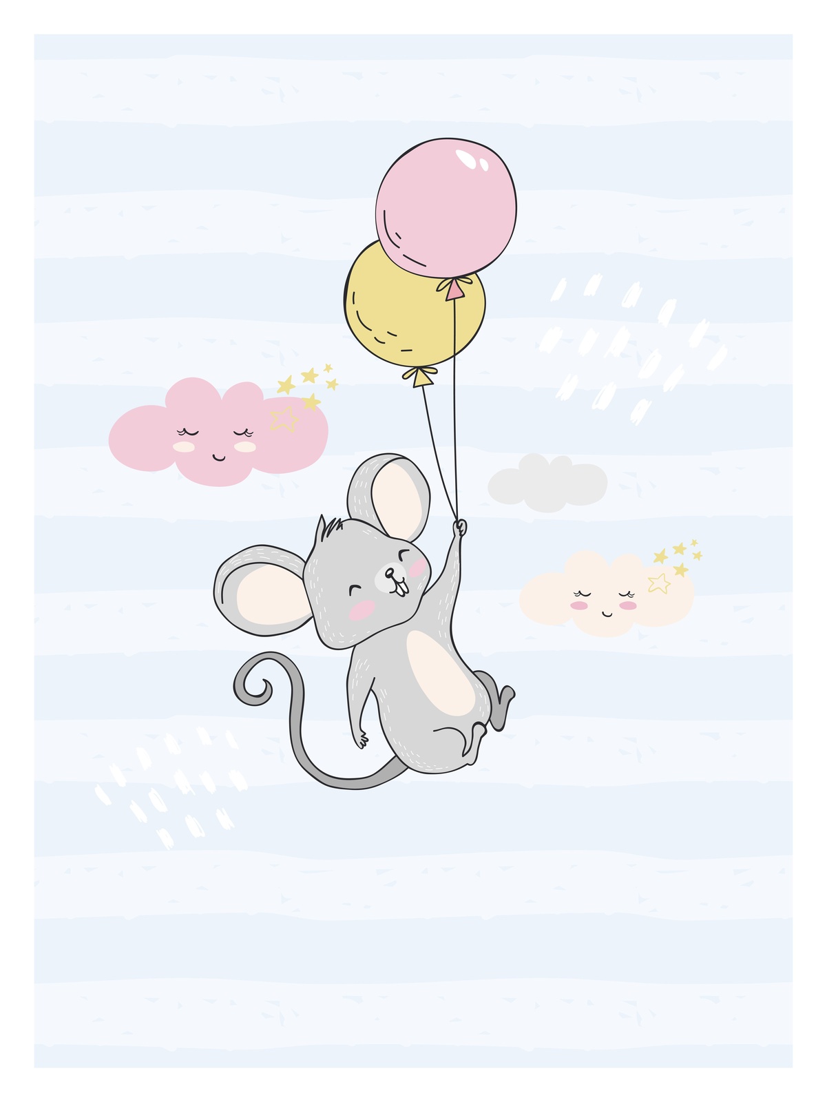 Adorable Mouse Balloon Adventure Wall Art