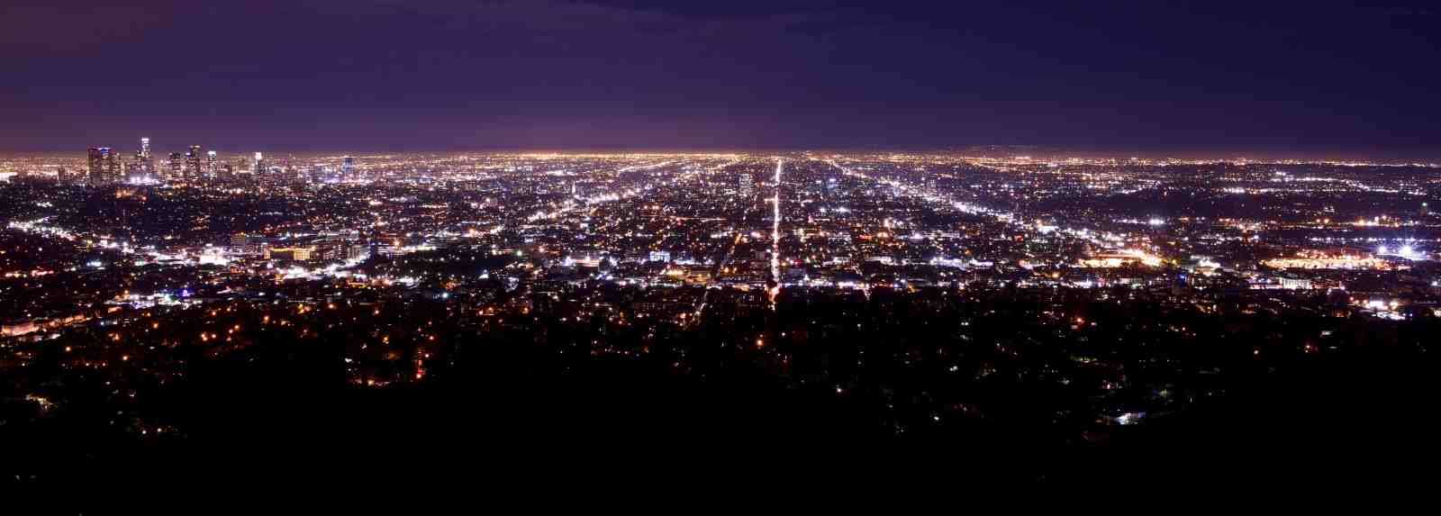 Los Angeles Cityscape Night View Wall Art