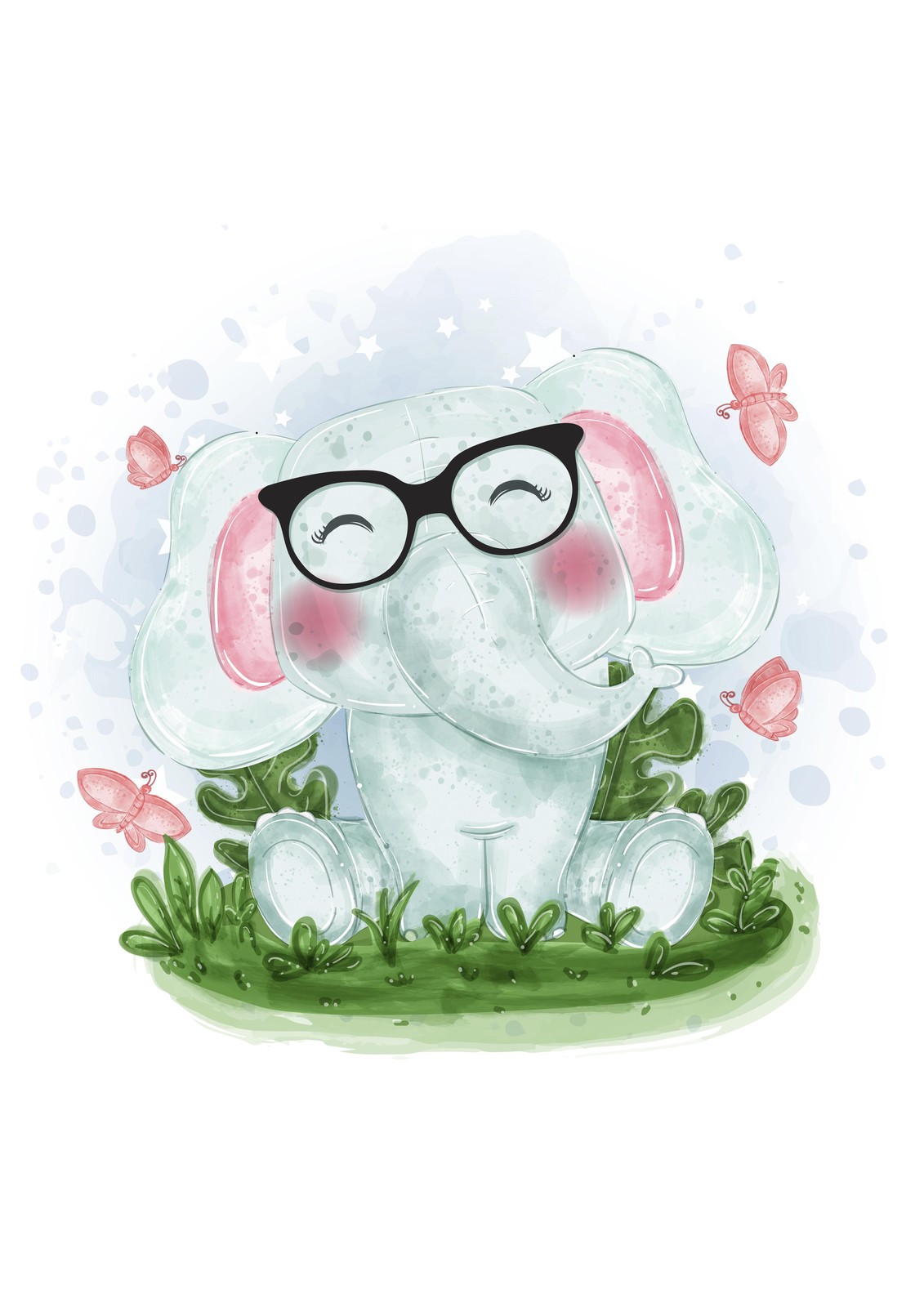 Cute Geeky Elephant Wall Art Wall Art