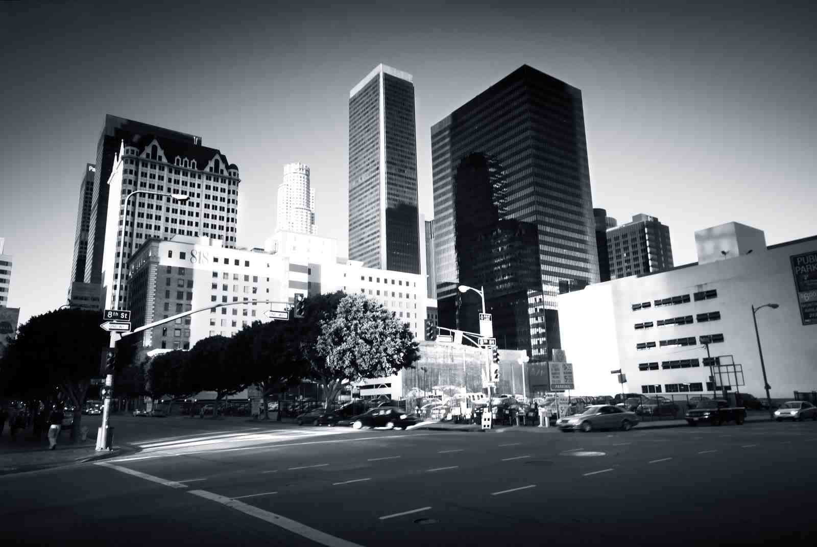Downtown LA Skyline Black and White Wall Art