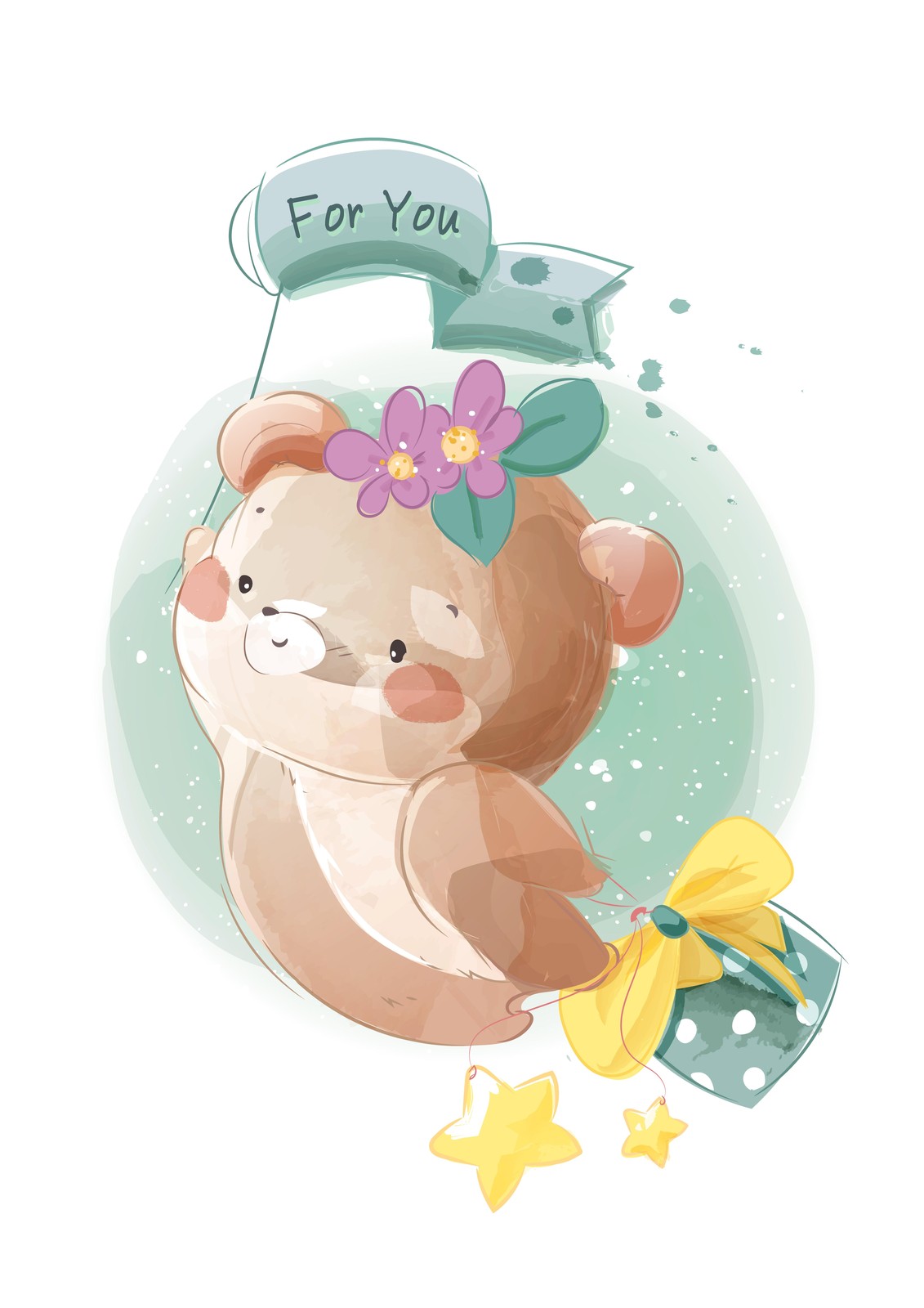 Cute Teddy Bear "For You" Wall Art