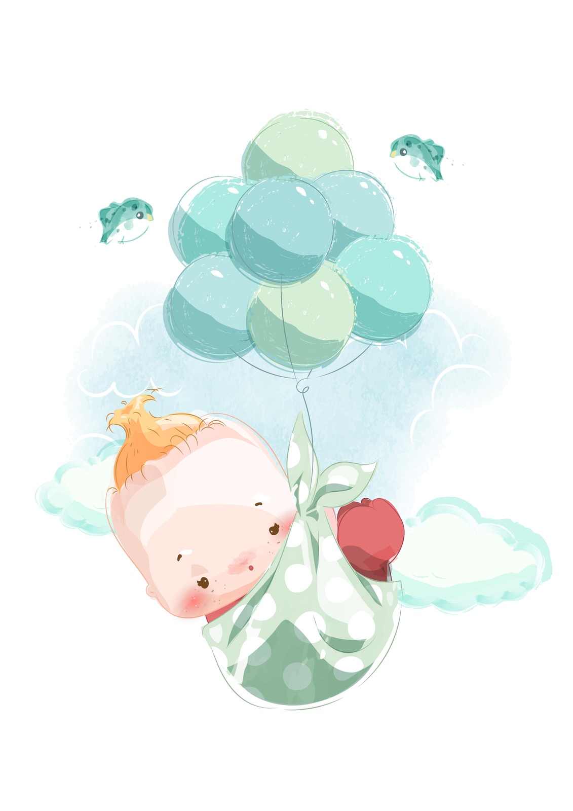 Whimsical Baby & Balloons Wall Art