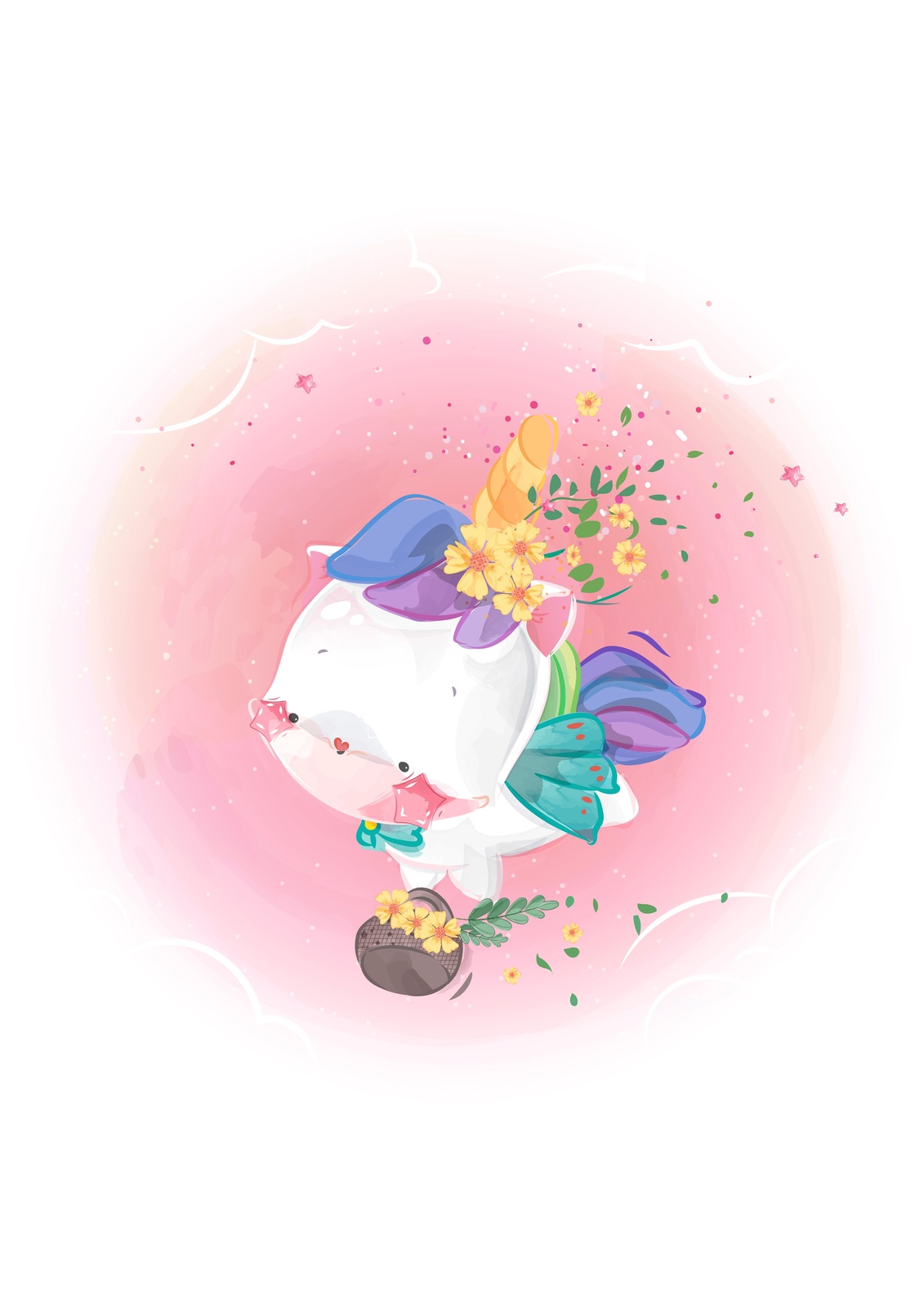 Enchanting Unicorn with Flowers Wall Art