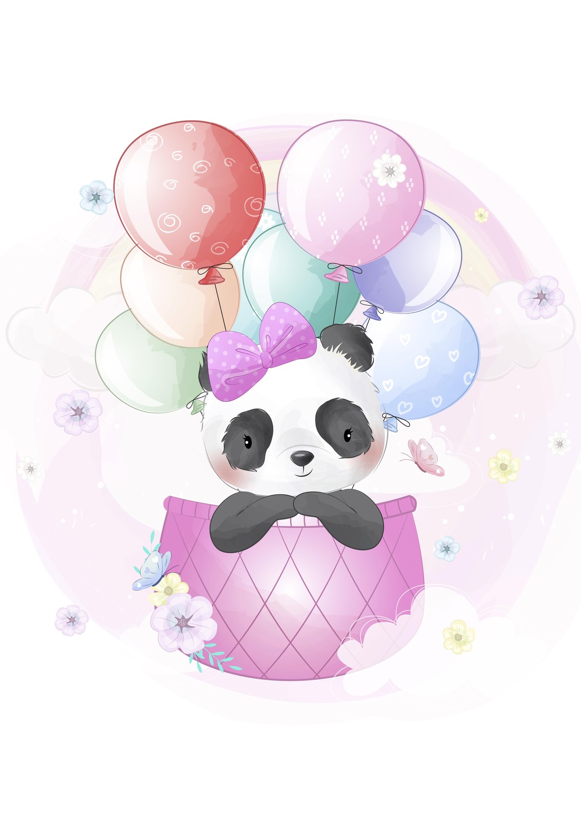Adorable Panda Balloon Adventure Wall Art