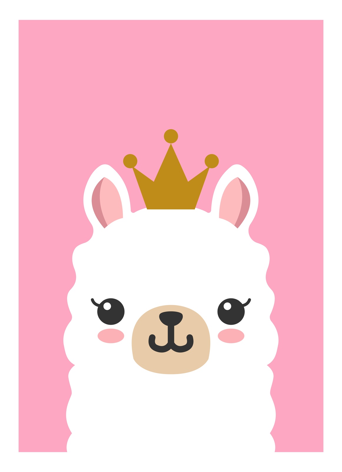 Cute Princess Llama Crown Wall Art