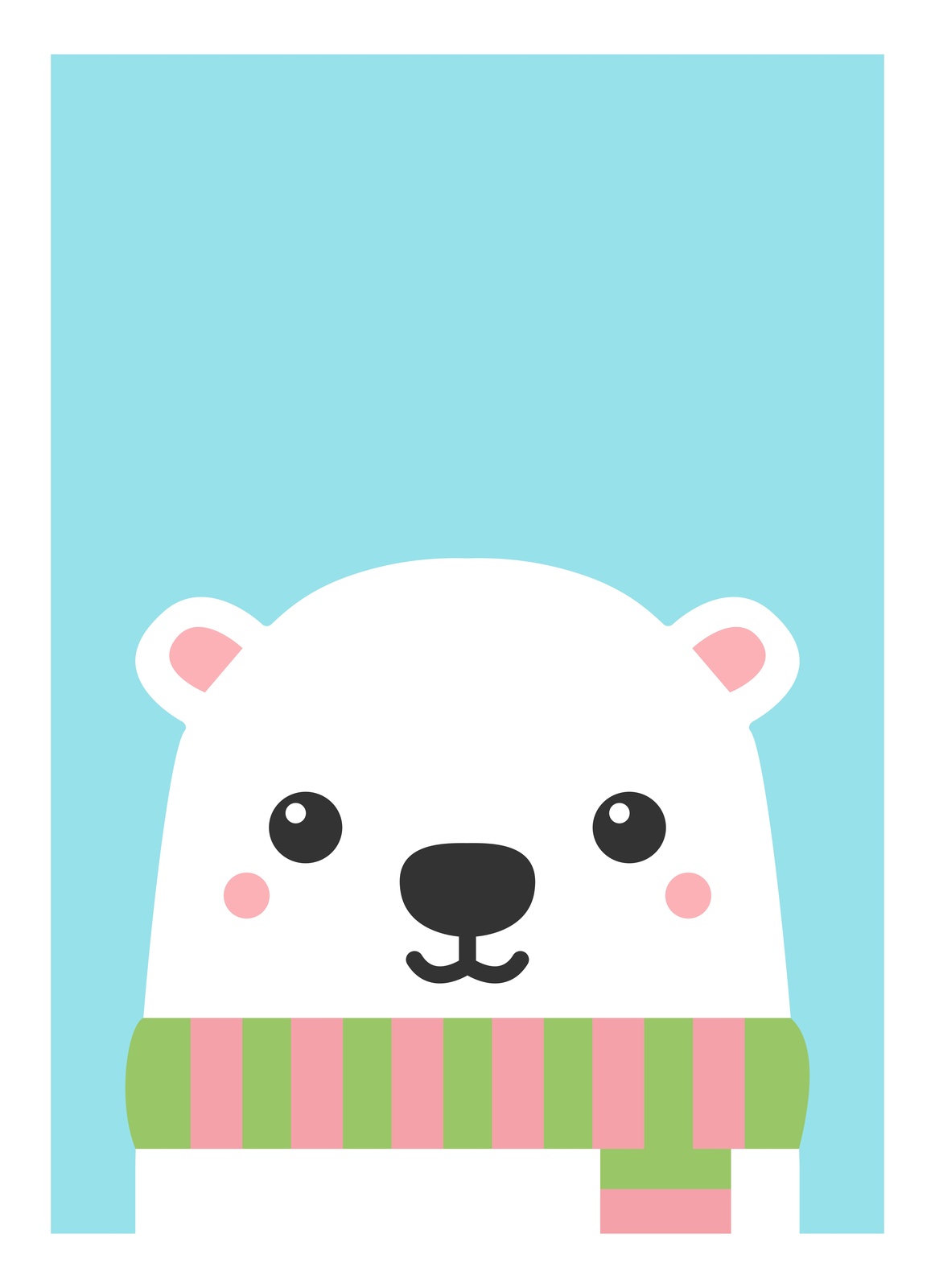 Adorable Polar Bear Winter Scarf Wall Art