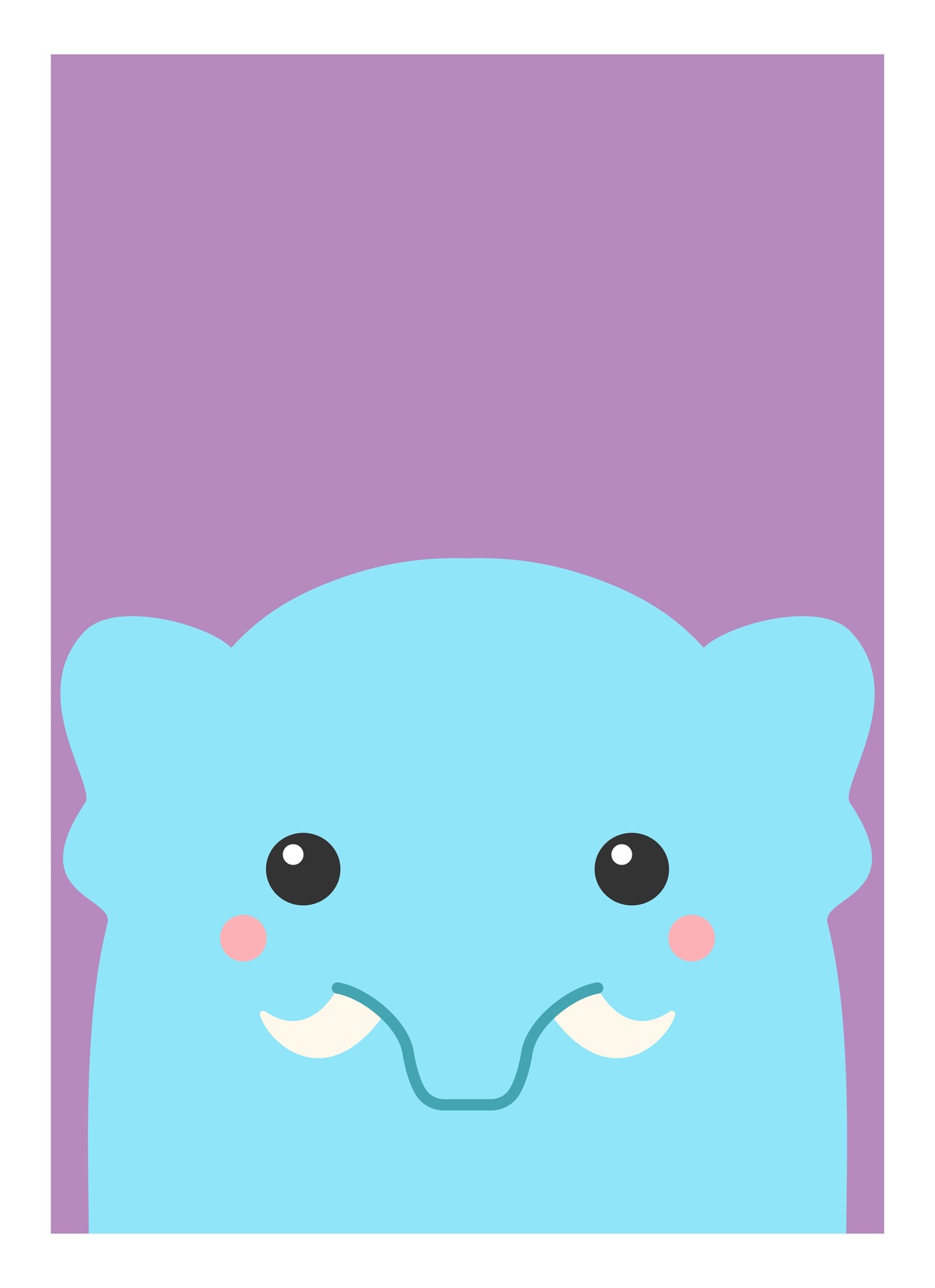 Cute Blue Elephant Happy Face Wall Art