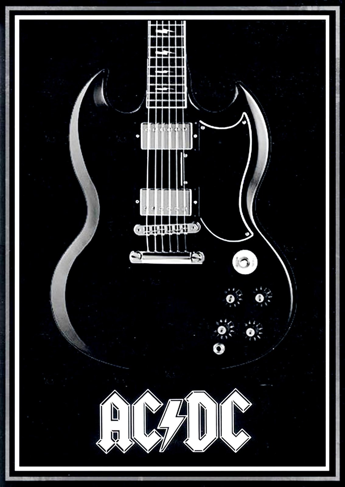 Iconic Black Guitar AC/DC Wall Art