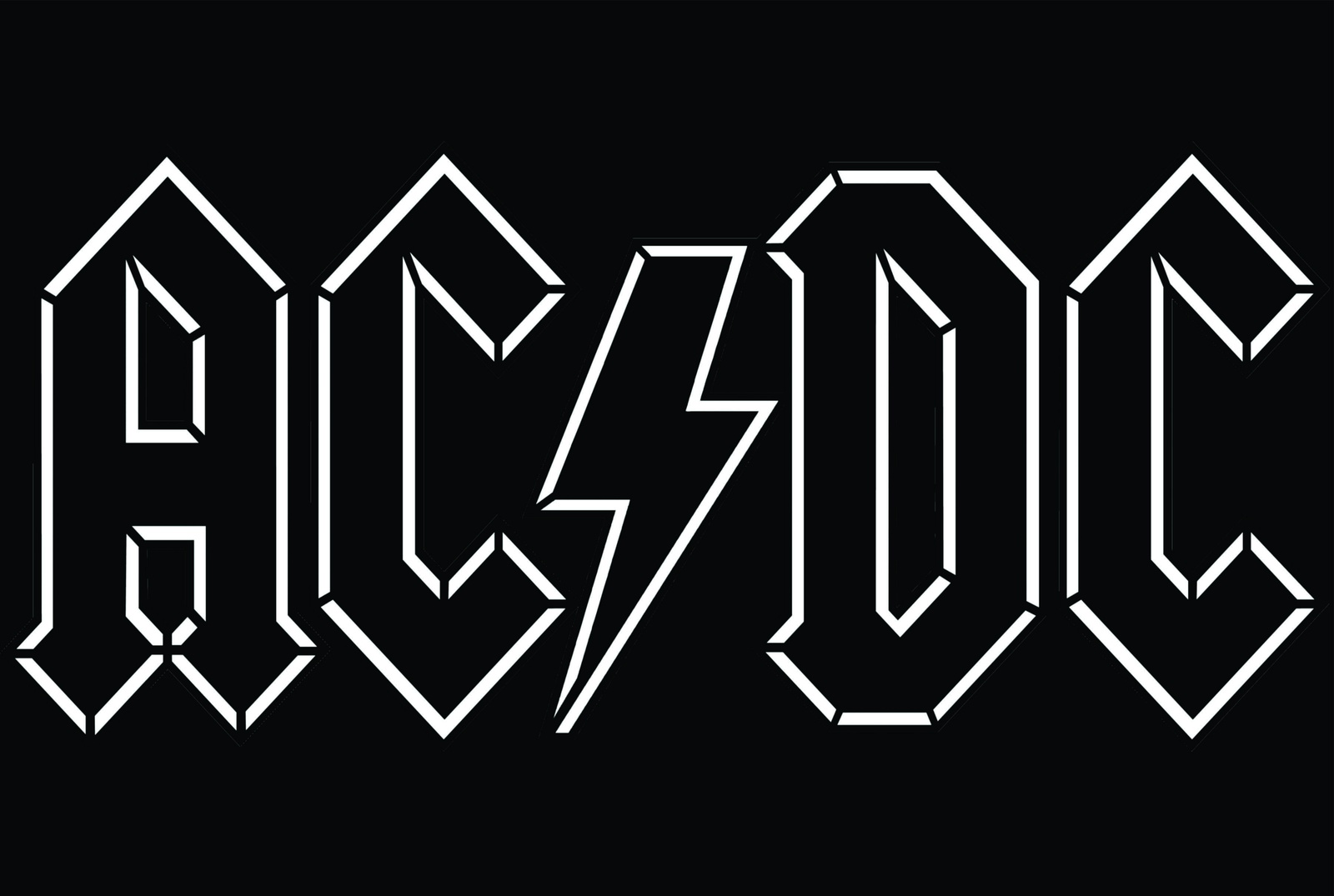 AC/DC Iconic Logo White on Black Wall Art
