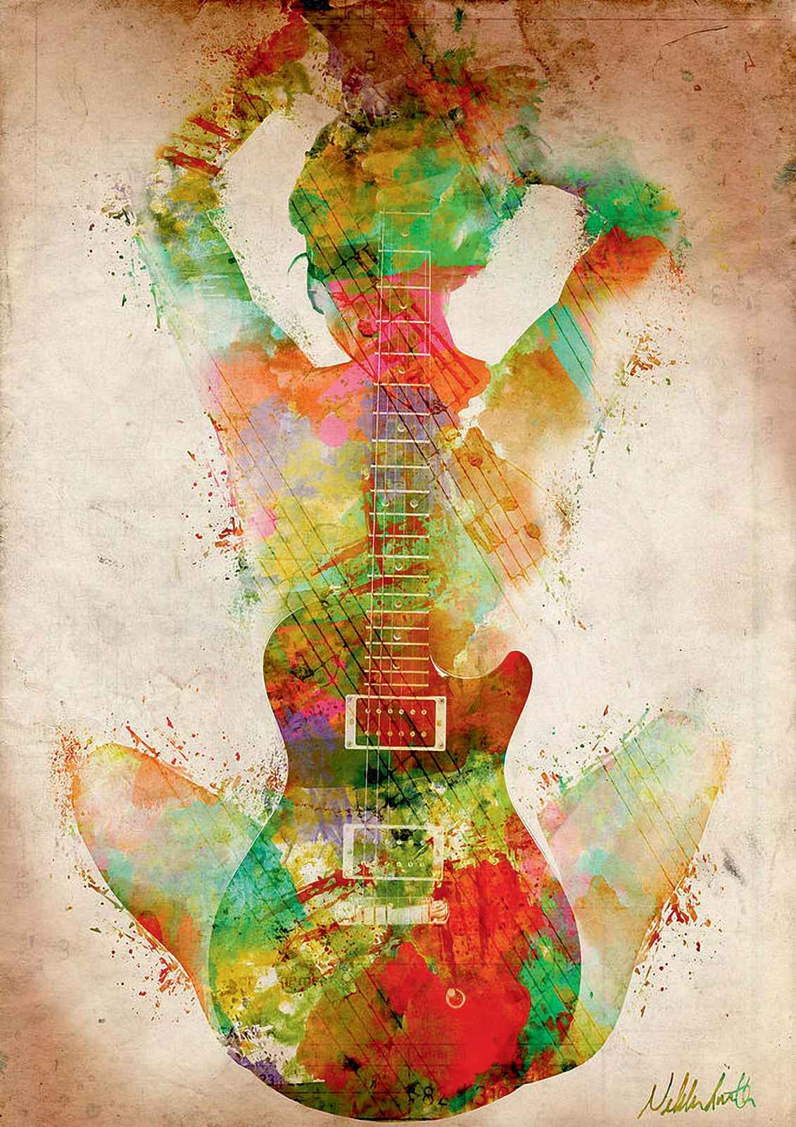 Vibrant Guitar Abstract Wall Art