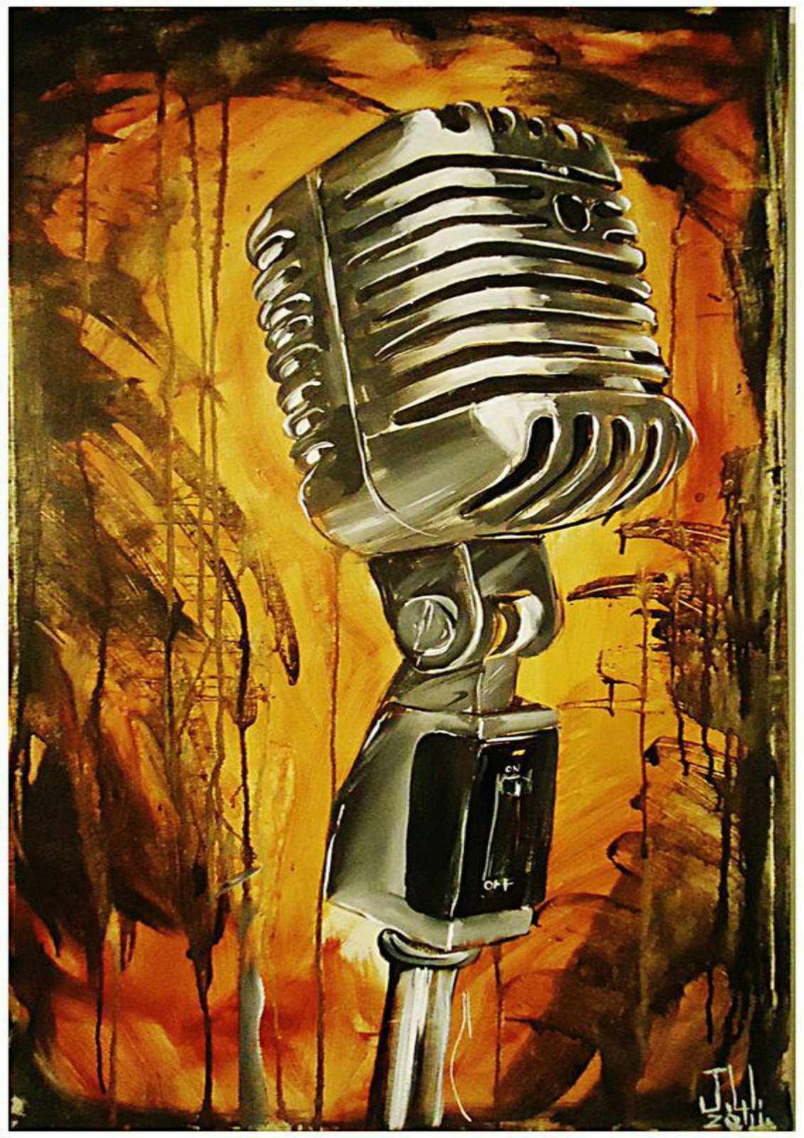 Vintage Microphone Rock Art Wall Art