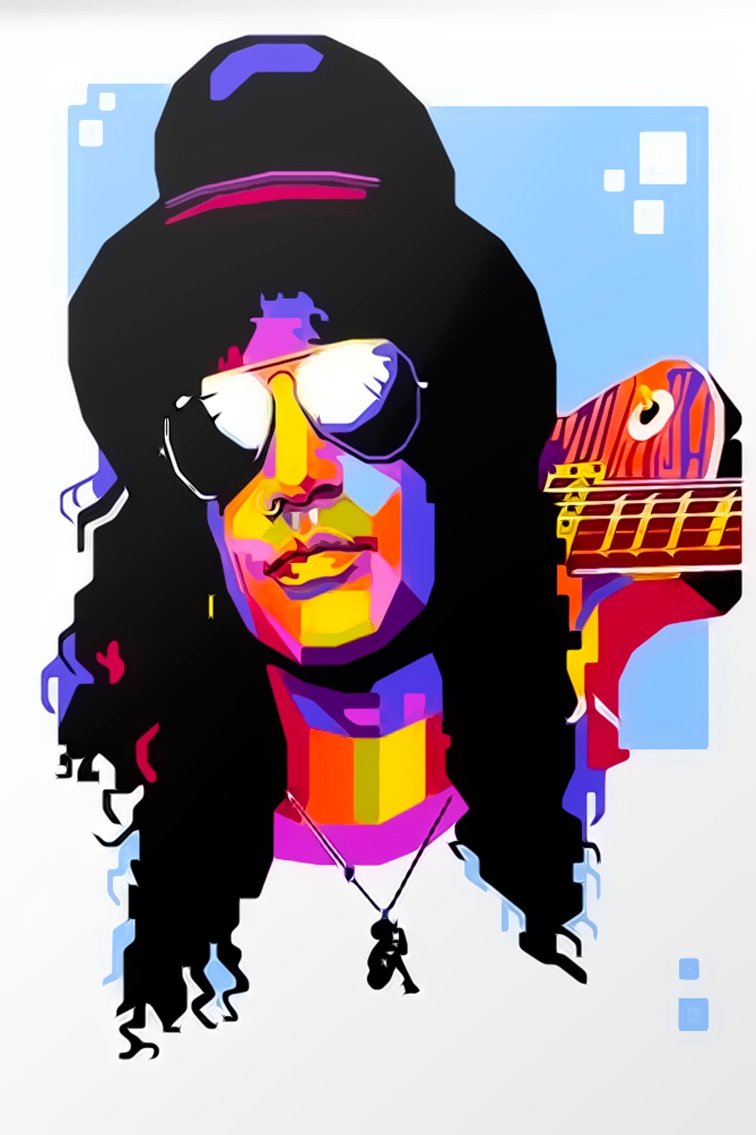 Vibrant Rock Guitarist Pop Art Wall Art