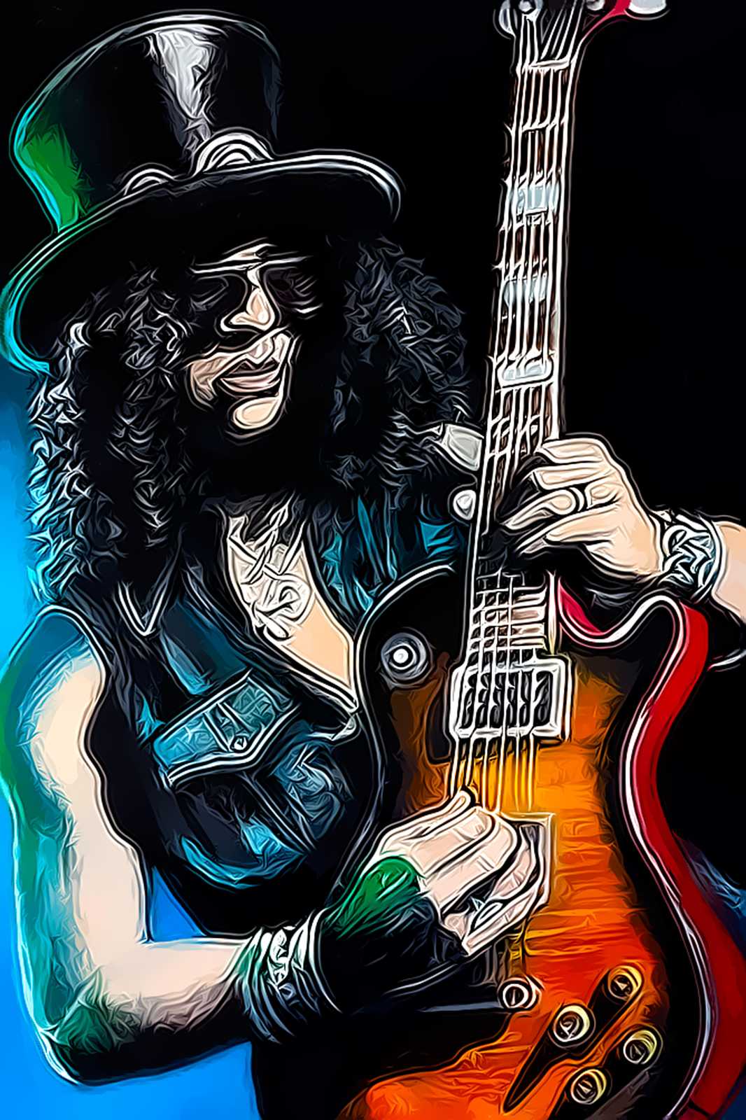 Iconic Guitarist Slash Rock Legend Wall Art