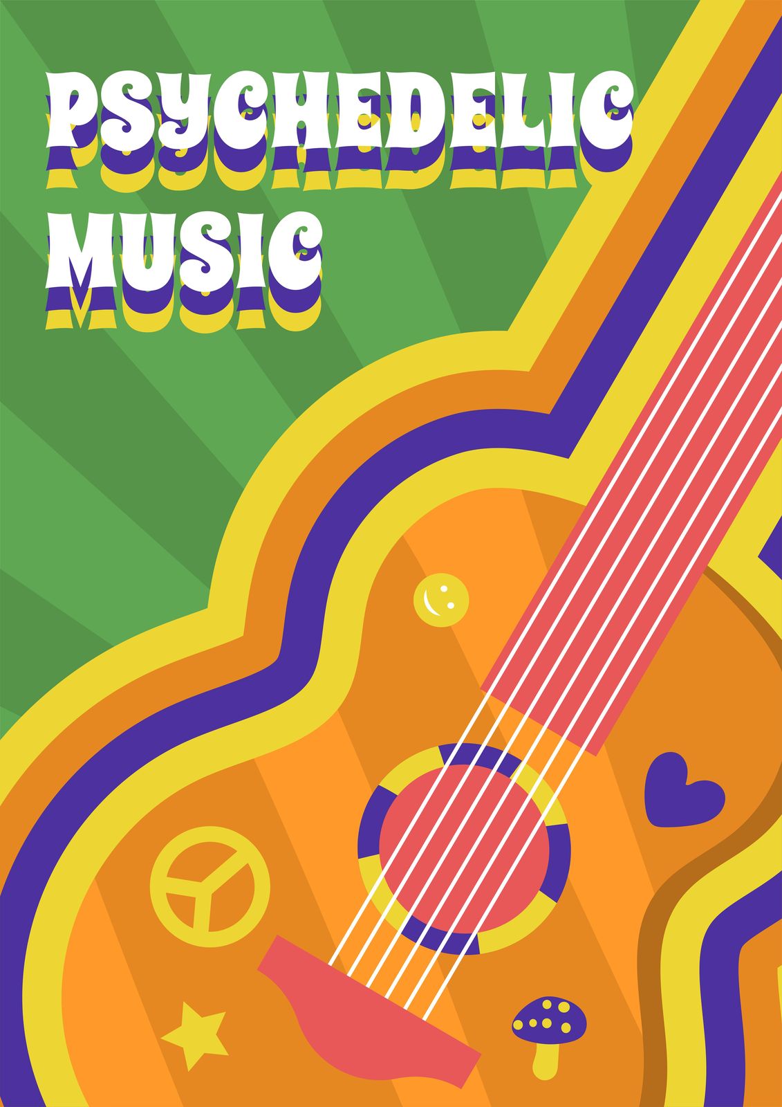 Groovy Psychedelic Music Guitar Wall Art