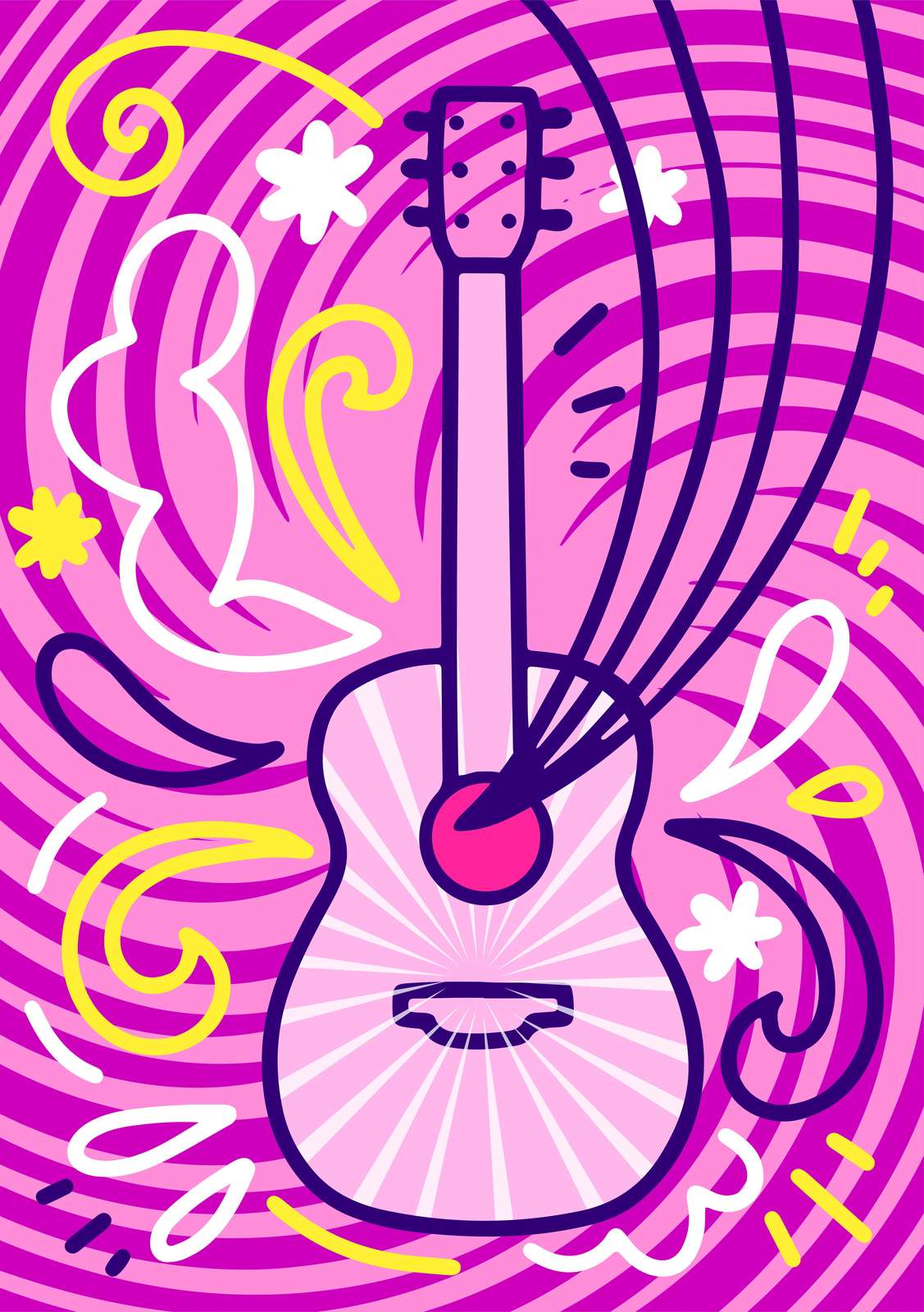 Vibrant Acoustic Guitar Pop Art Wall Art