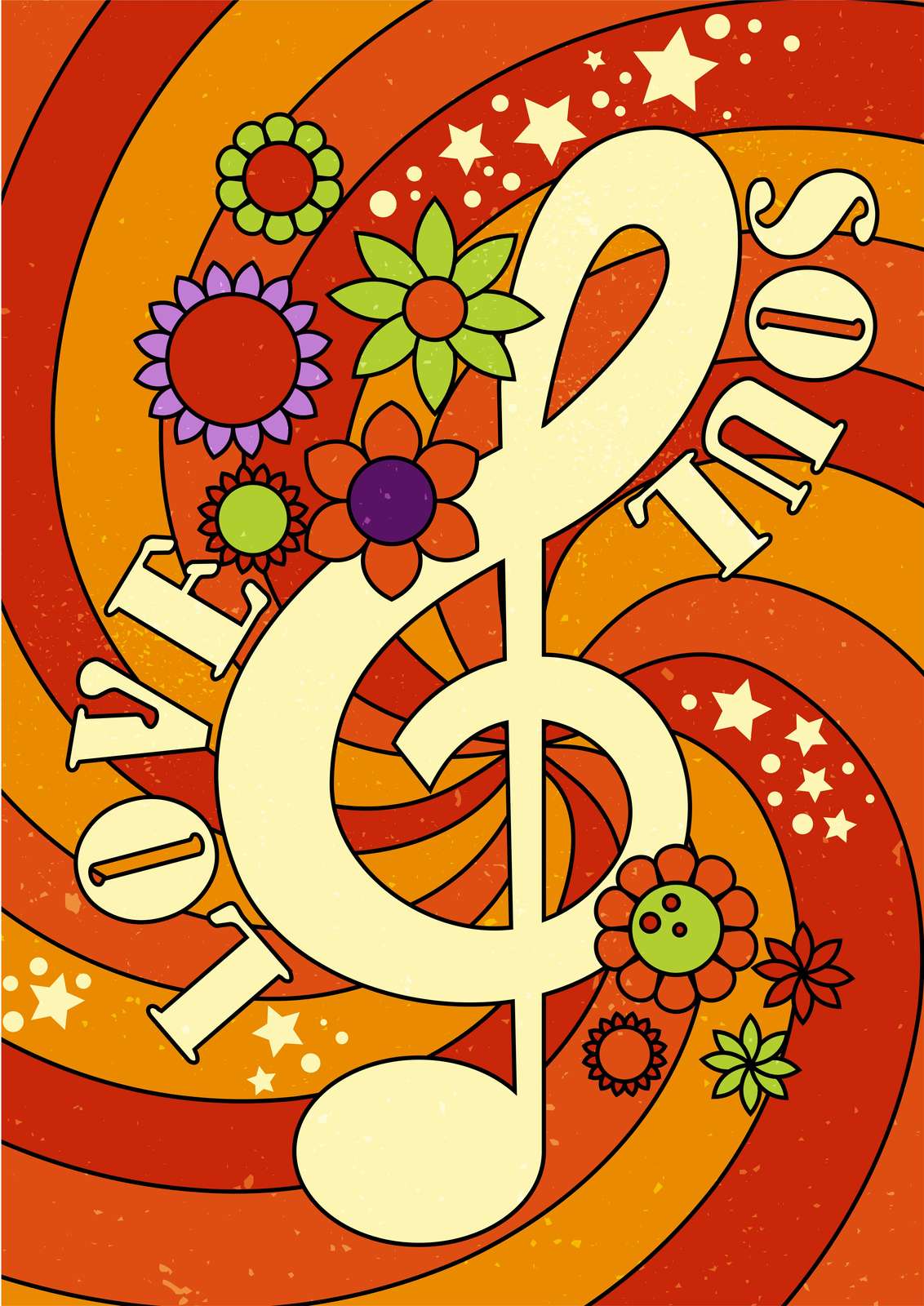 Groovy Love & Soul Music Retro Daisy Wall Art