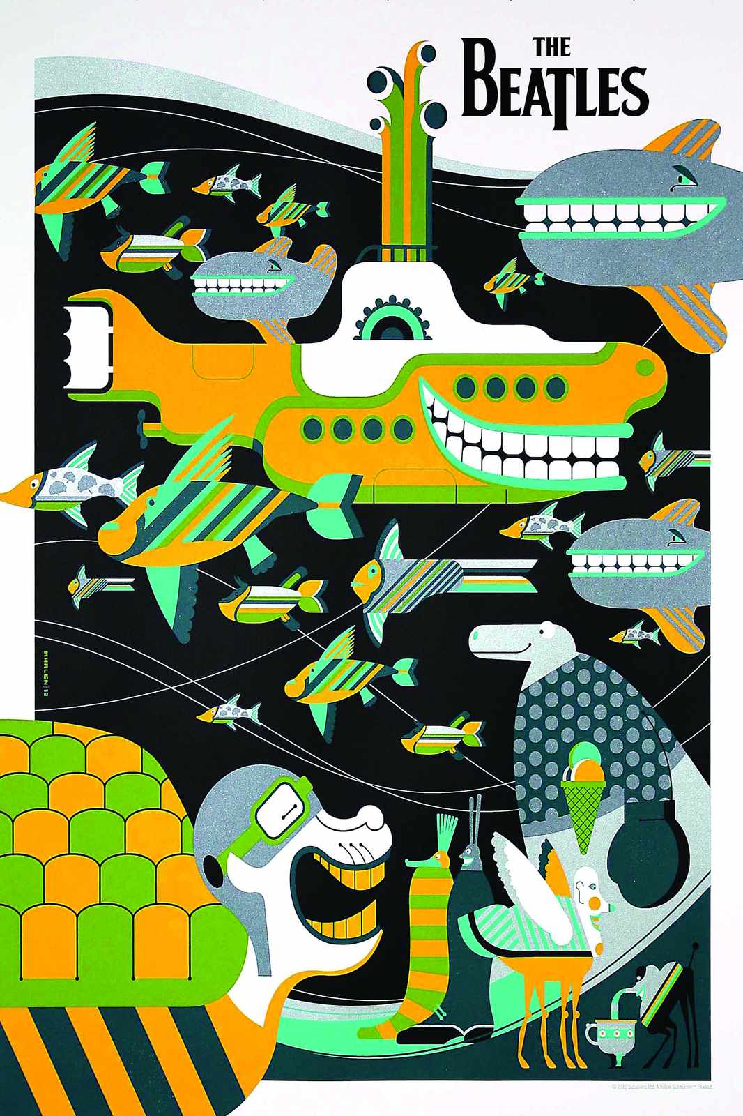 Psychedelic Yellow Submarine Beatles Wall Art