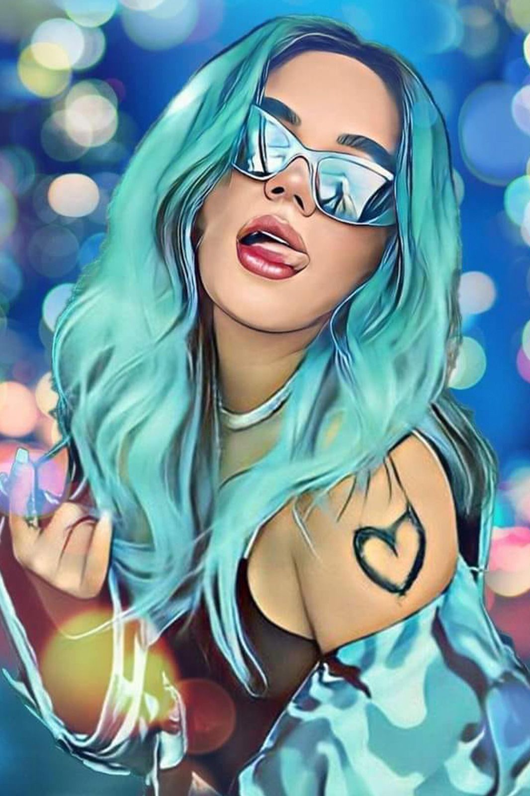 Bold Teal Hair Pop Art Wall Art