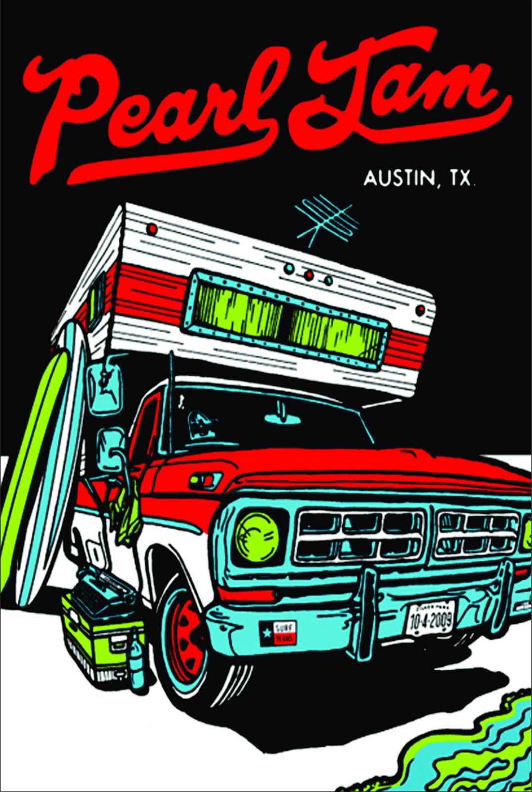 Pearl Jam Austin TX Camper Surf Wall Art