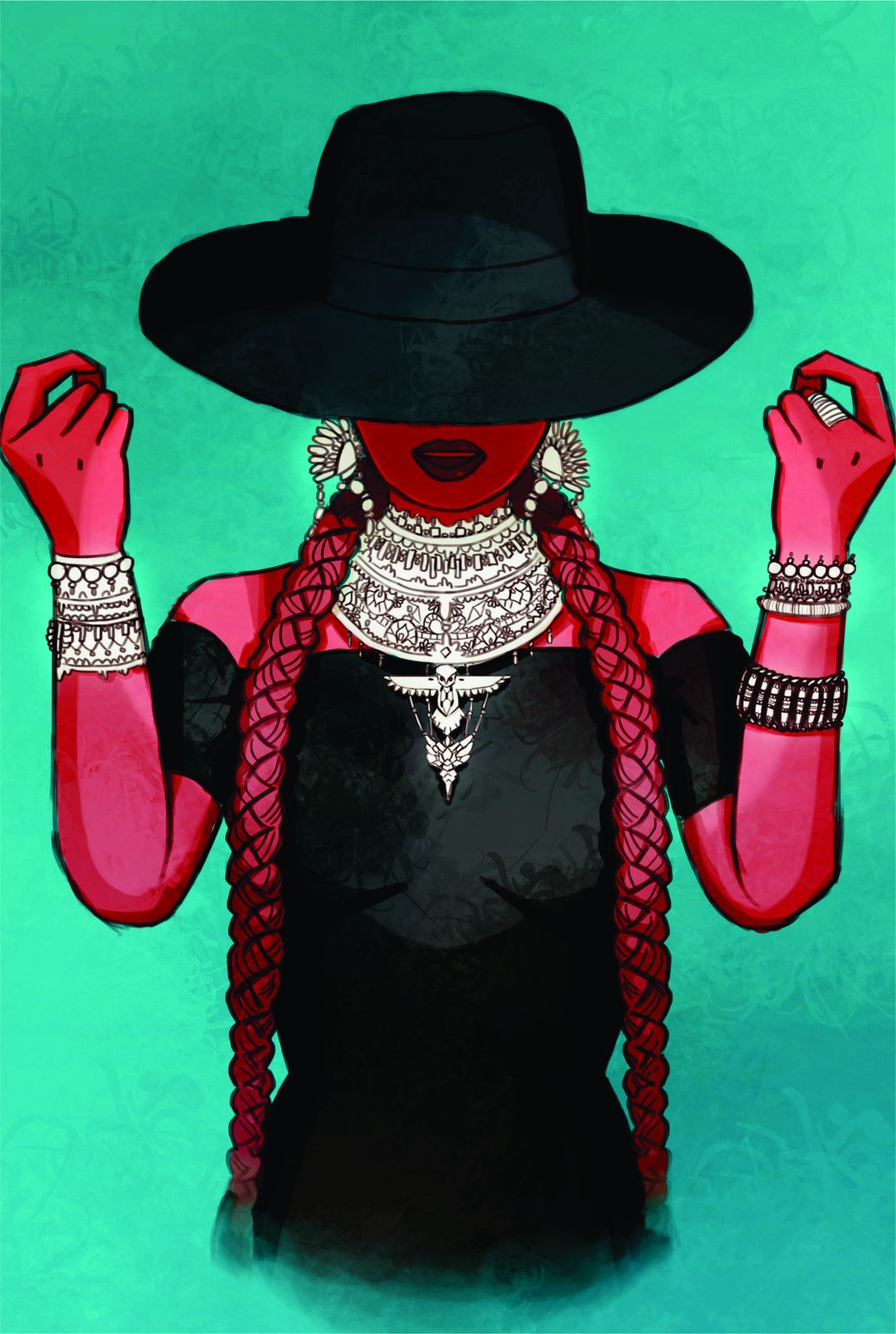 Bold Red Empress Wide-Brim Hat Wall Art