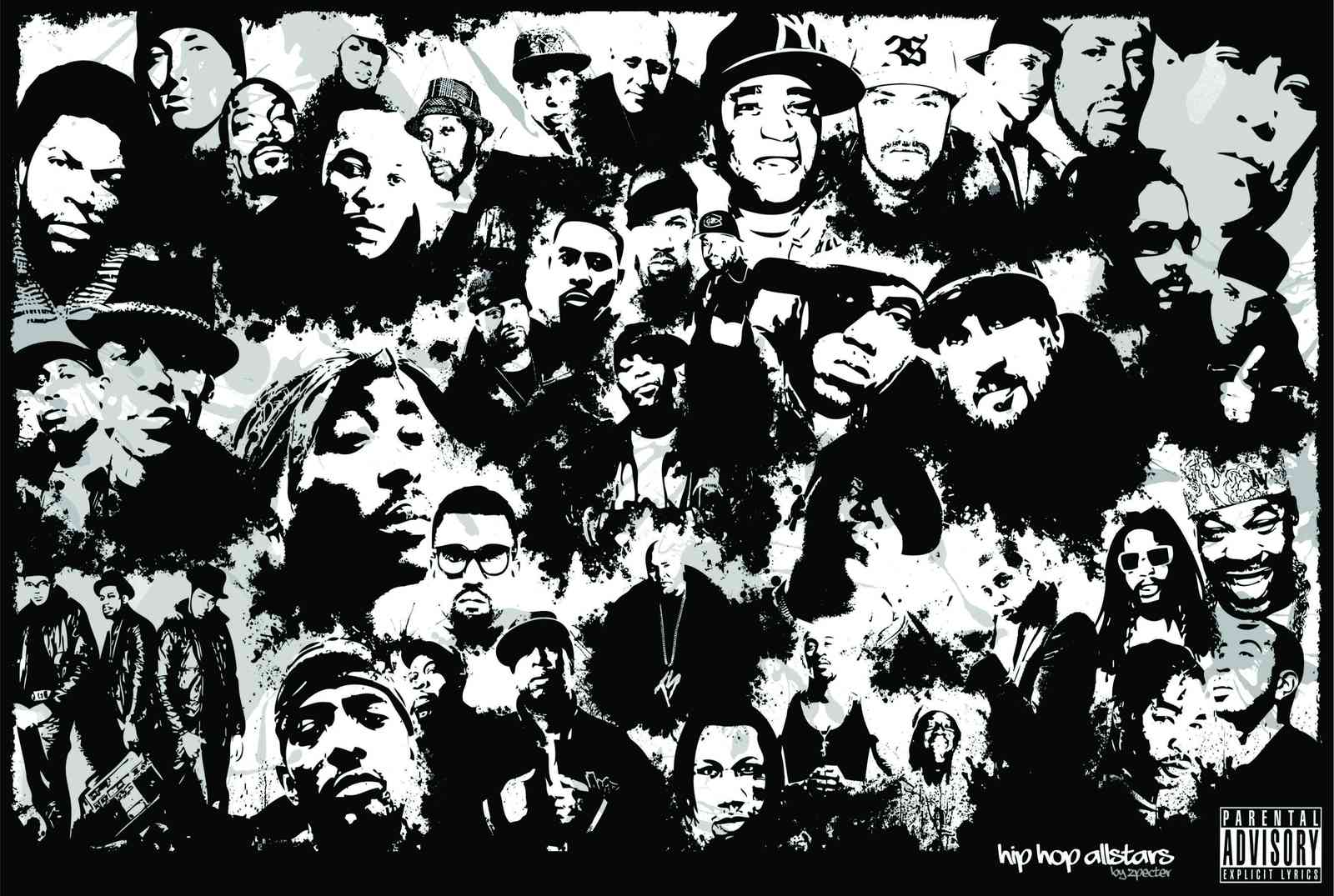 Iconic Hip Hop Allstars Black & White Wall Art