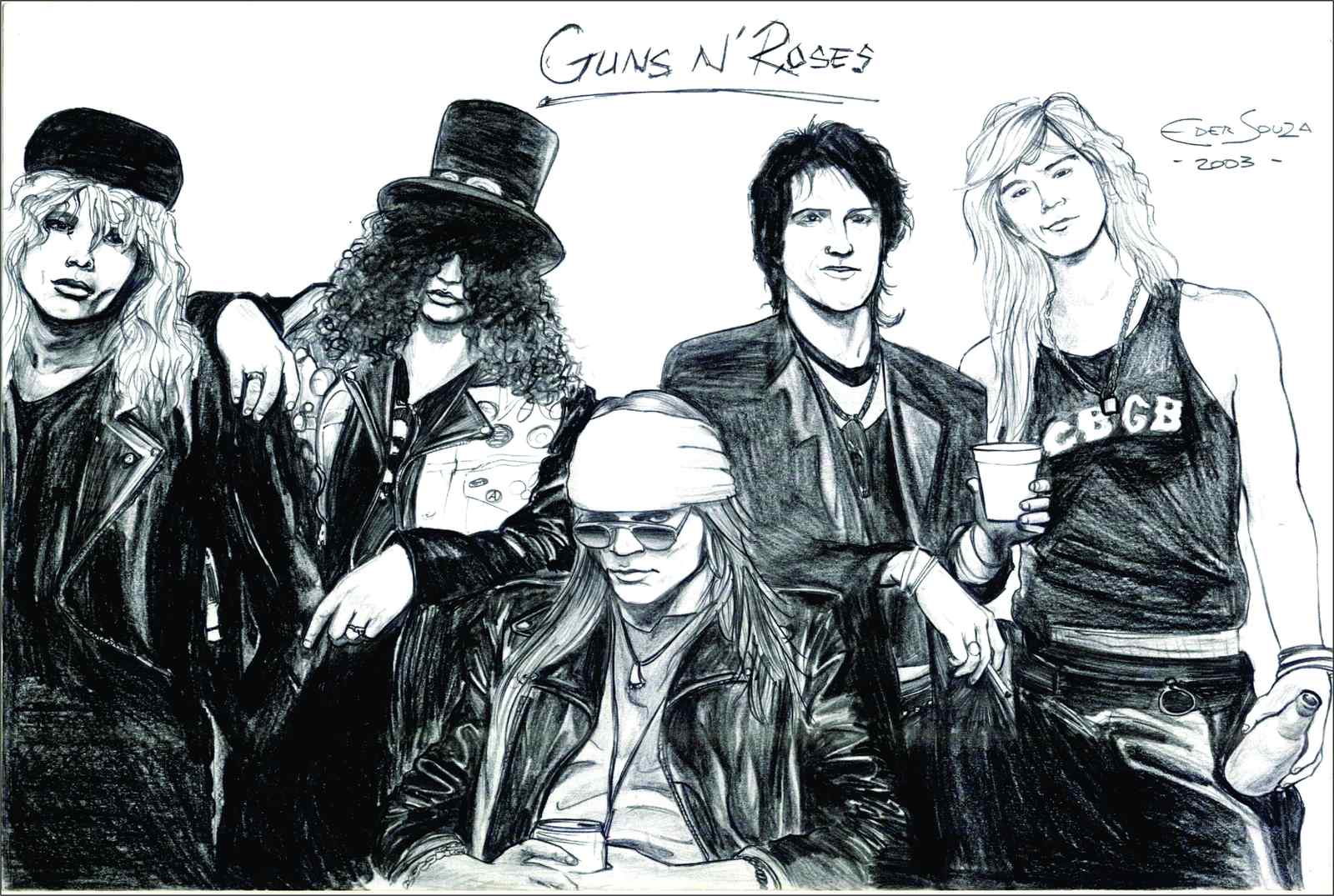 Guns N' Roses Iconic Band Sketch Wall Art
