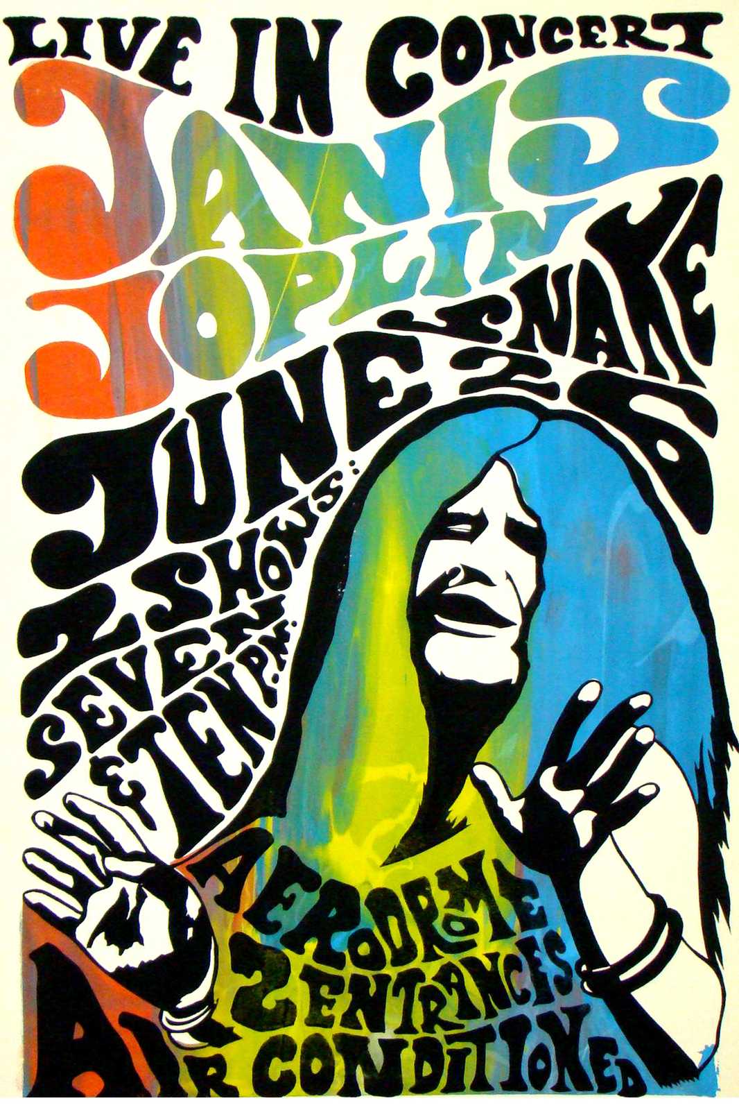 Janis Joplin Psychedelic Concert Poster Wall Art