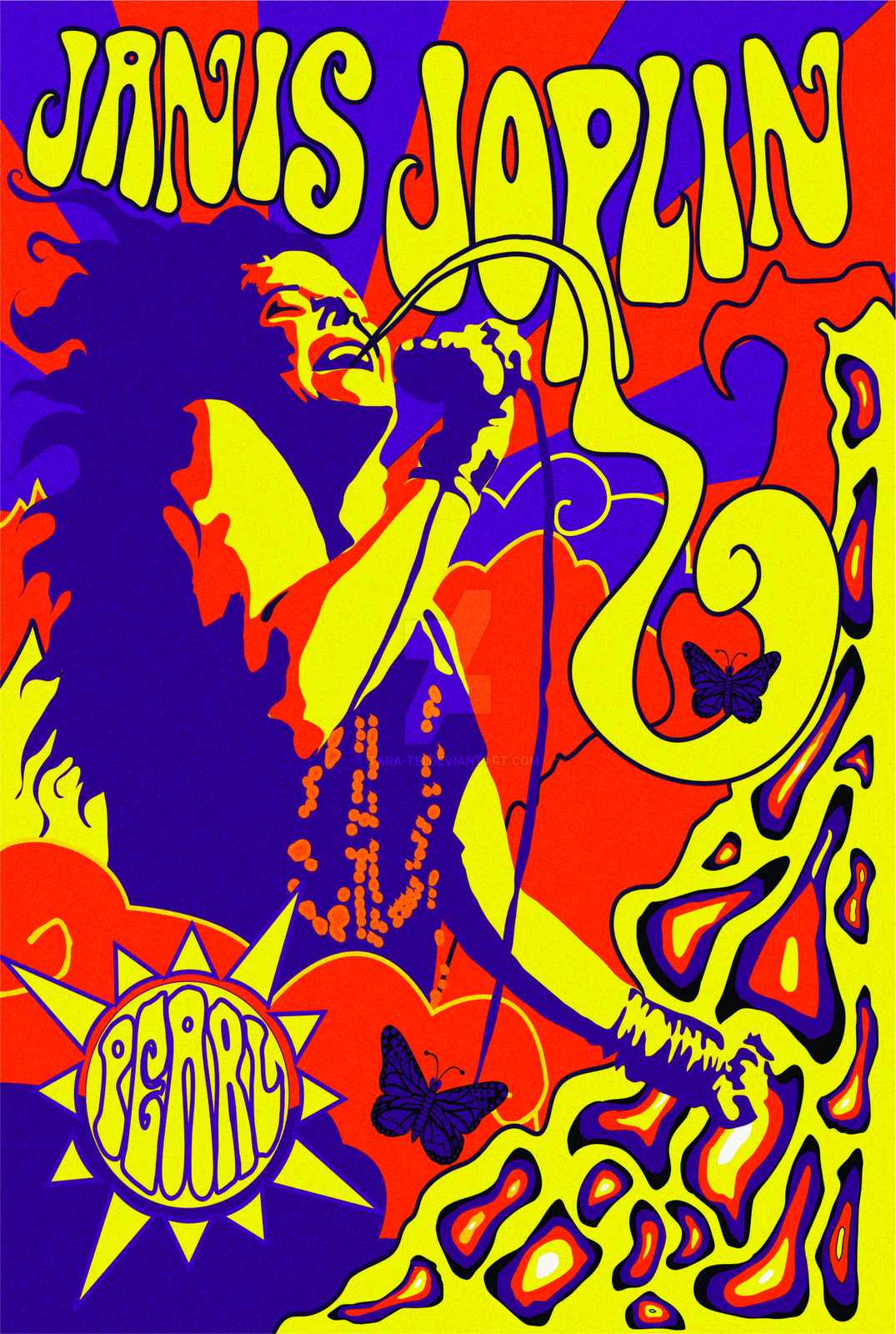 Janis Joplin Psychedelic Rock Art Wall Art