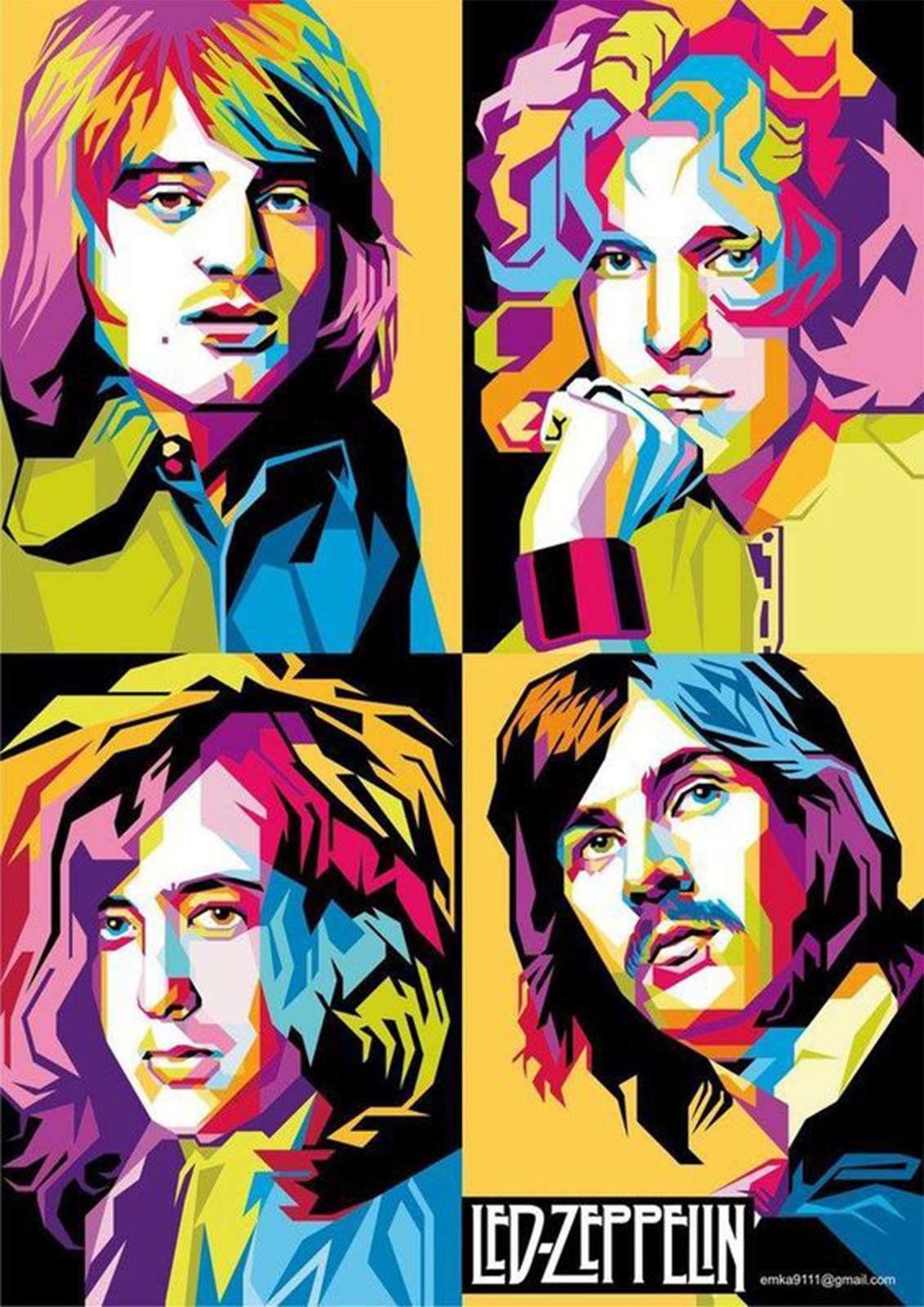 Vibrant Led Zeppelin Pop Art Wall Art