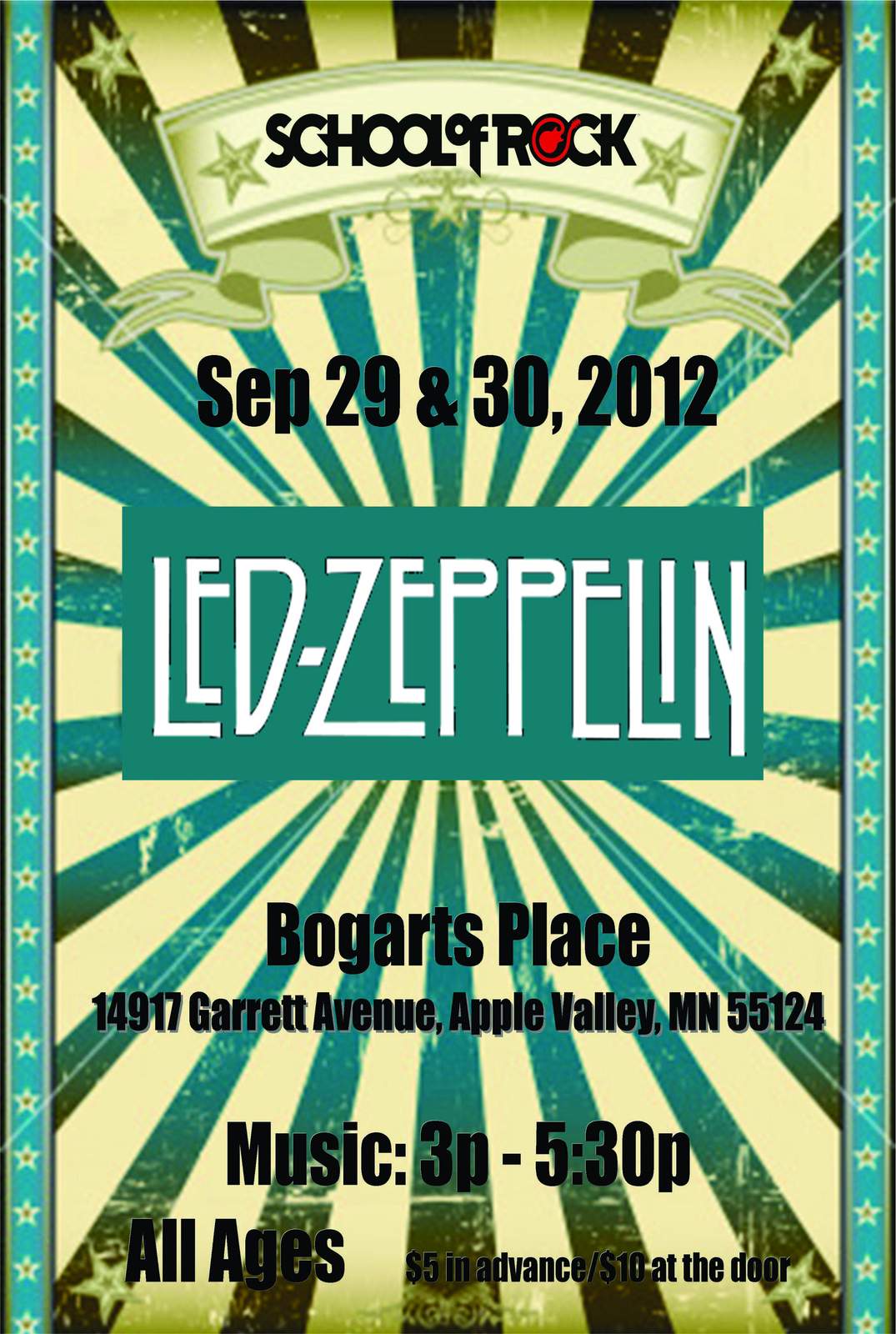 Vintage Led Zeppelin Concert School of Rock Wall Art