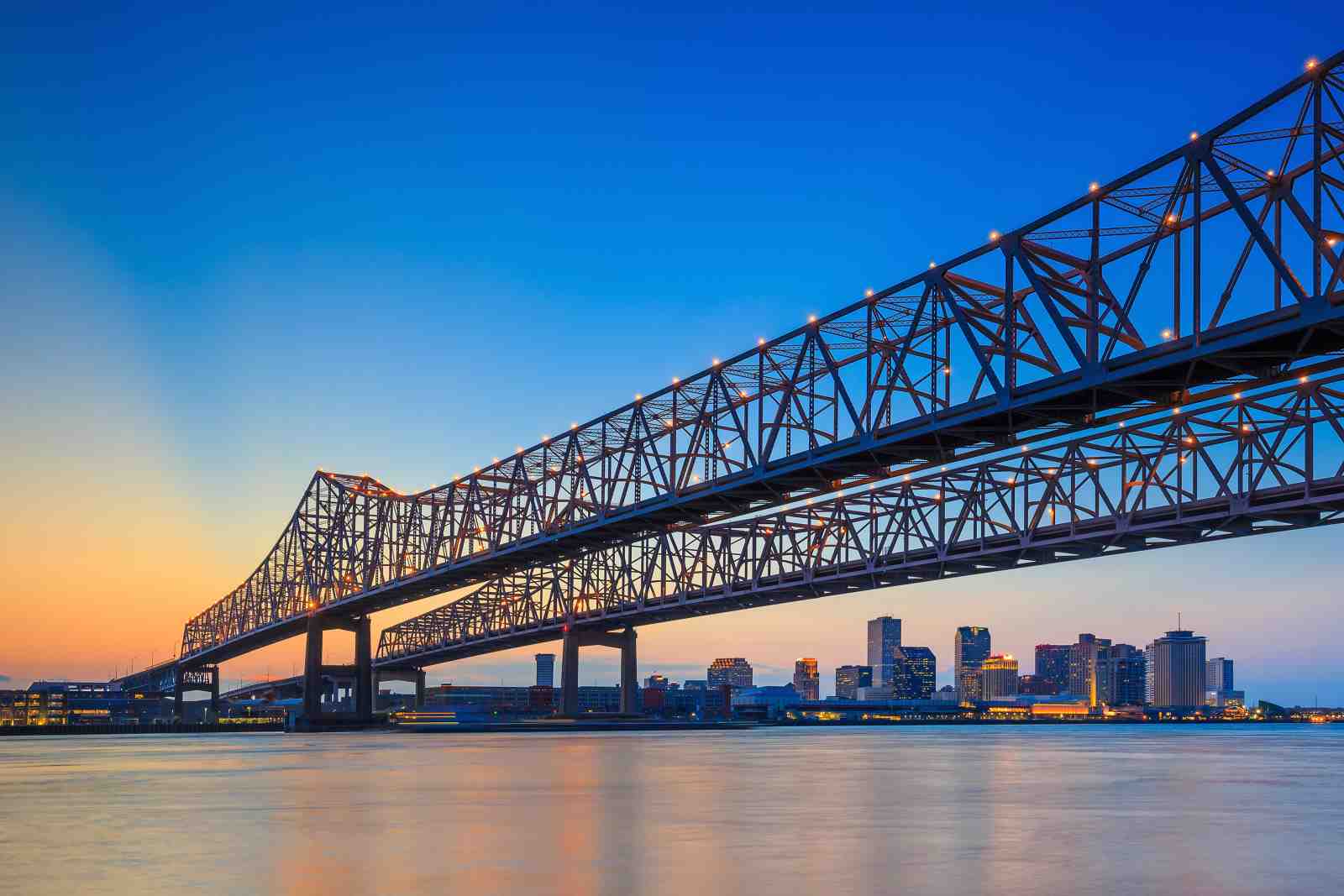 New Orleans Bridge Skyline Sunset Wall Art