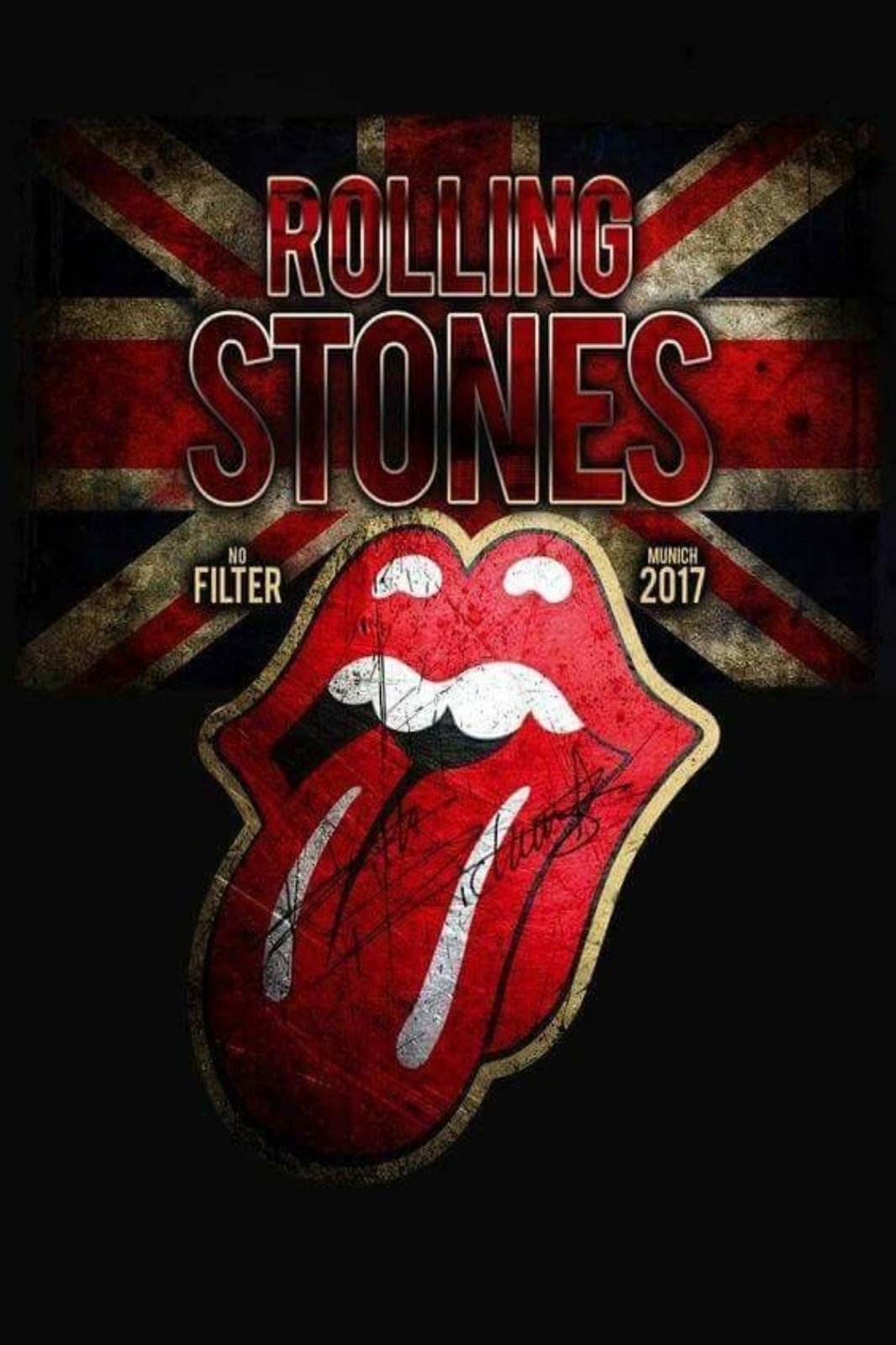 Rolling Stones Iconic Lips Union Jack Wall Art