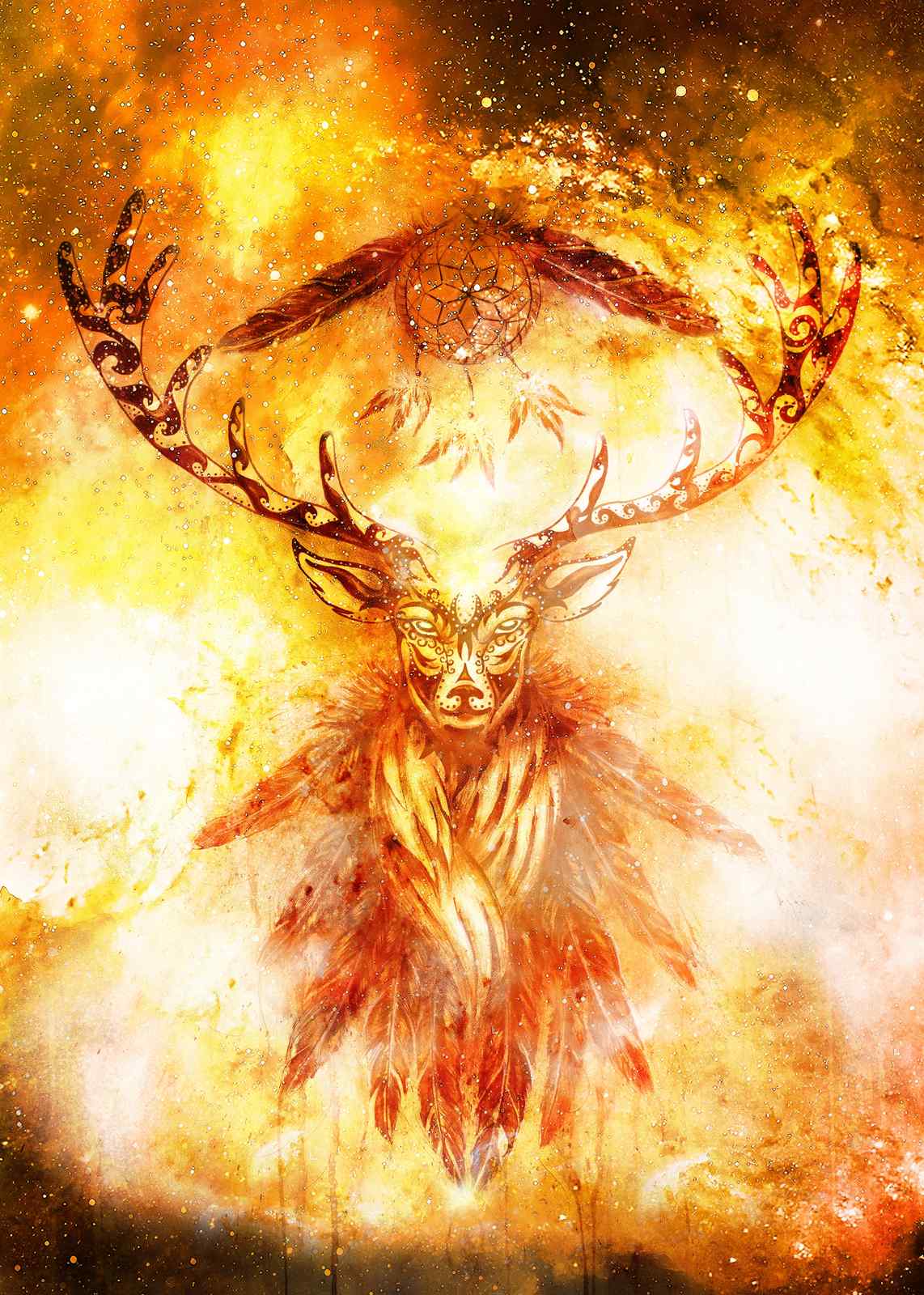 Mystic Deer Dreamcatcher Spirit Wall Art