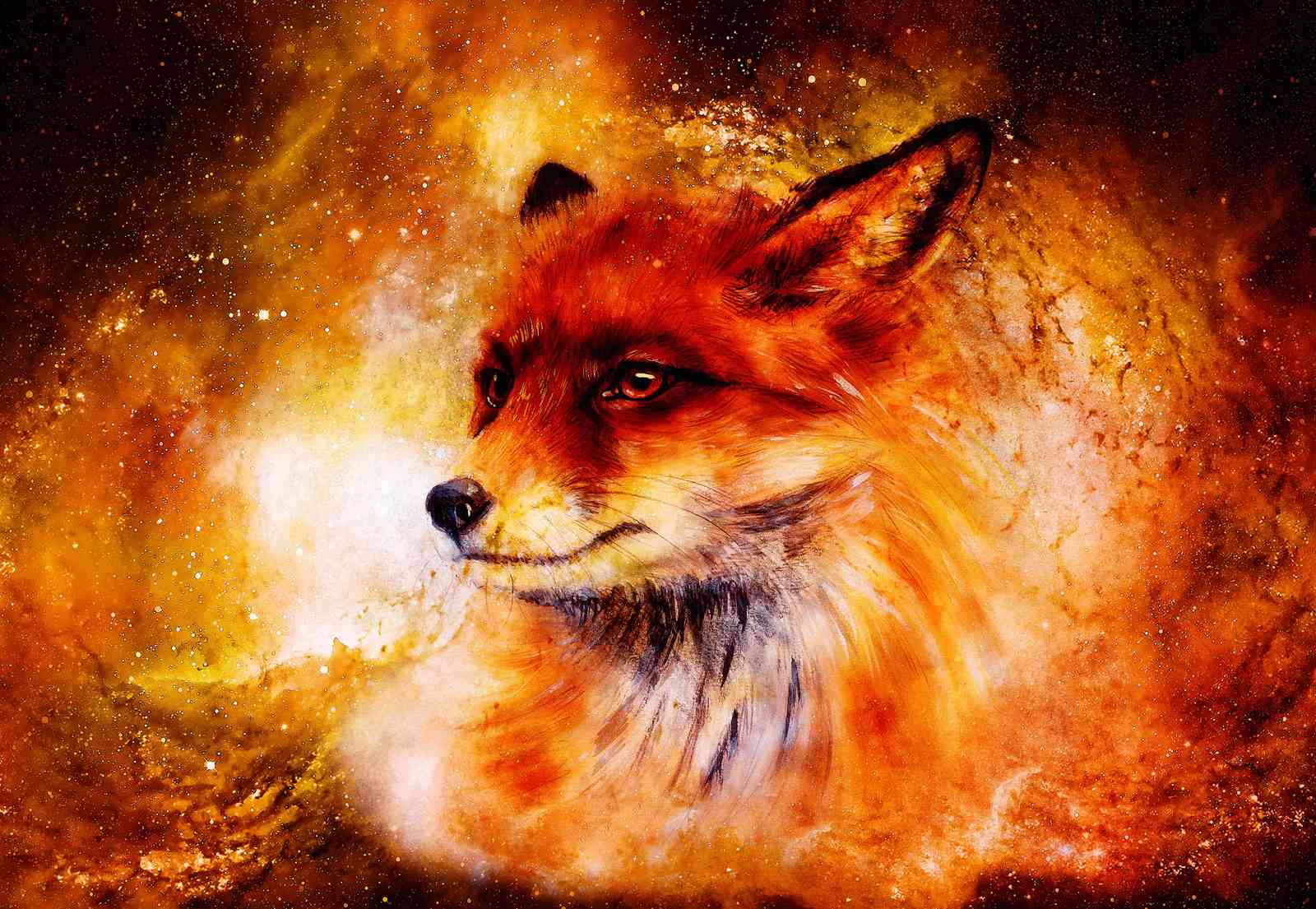 Mystic Fox Galaxy Wall Art