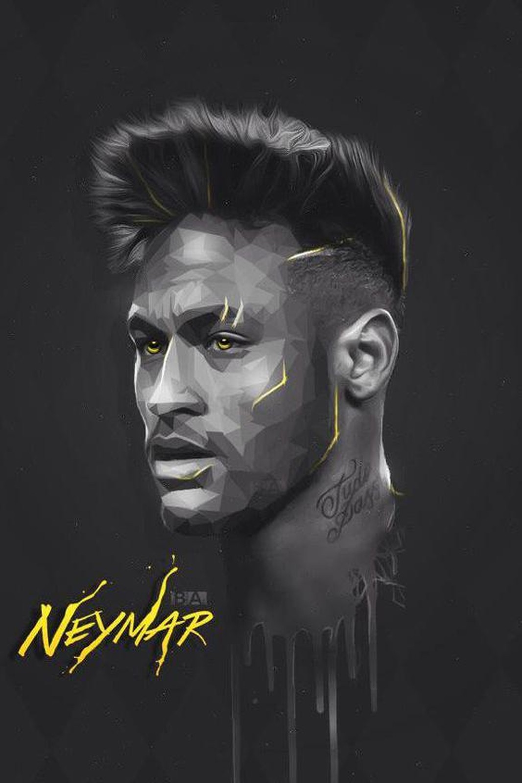 Neymar Futuristic Yellow Art Wall Art