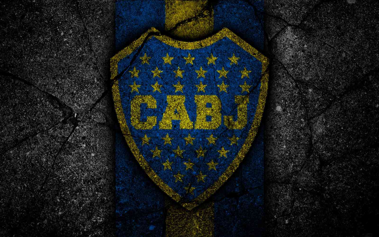 Boca Juniors "CABJ" Crest Distressed Blue & Gold Wall Art