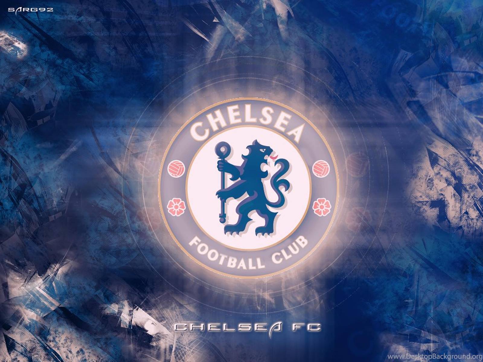 Chelsea FC Lion Crest Abstract Blue Wall Art