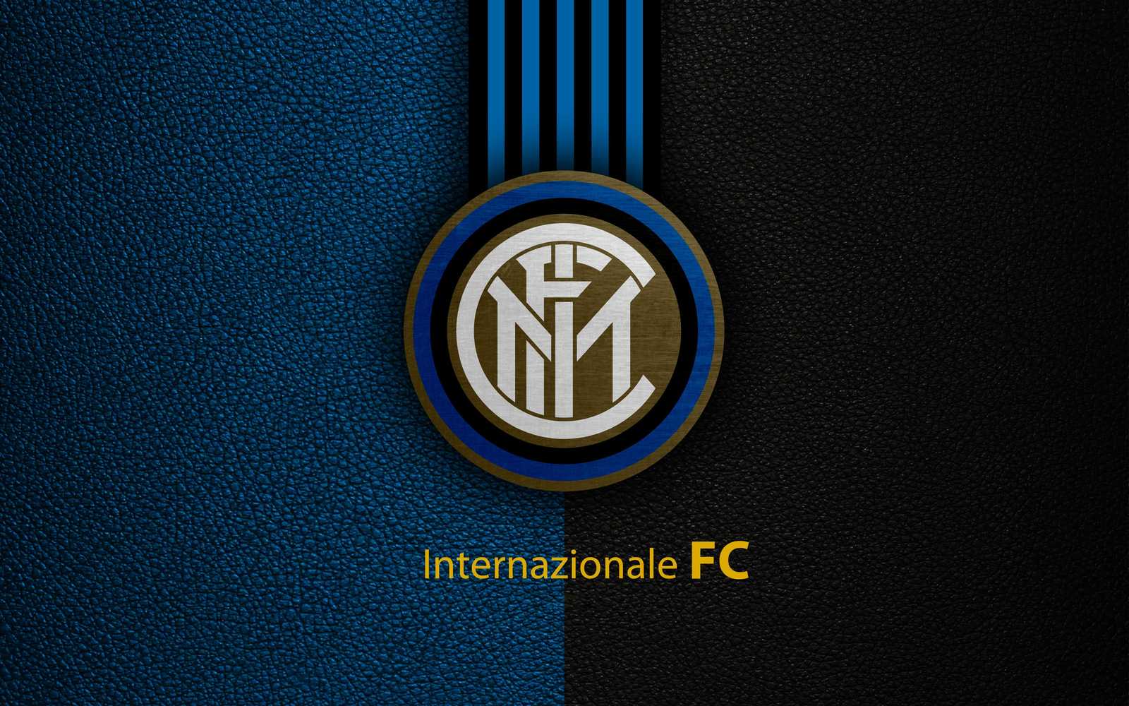 Inter Milan FC Logo Blue Black Leather Wall Art