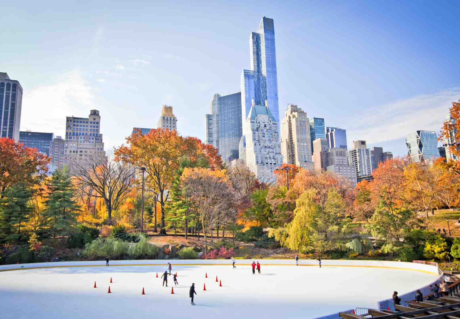 Central Park Ice Rink Autumn Skyline Wall Art