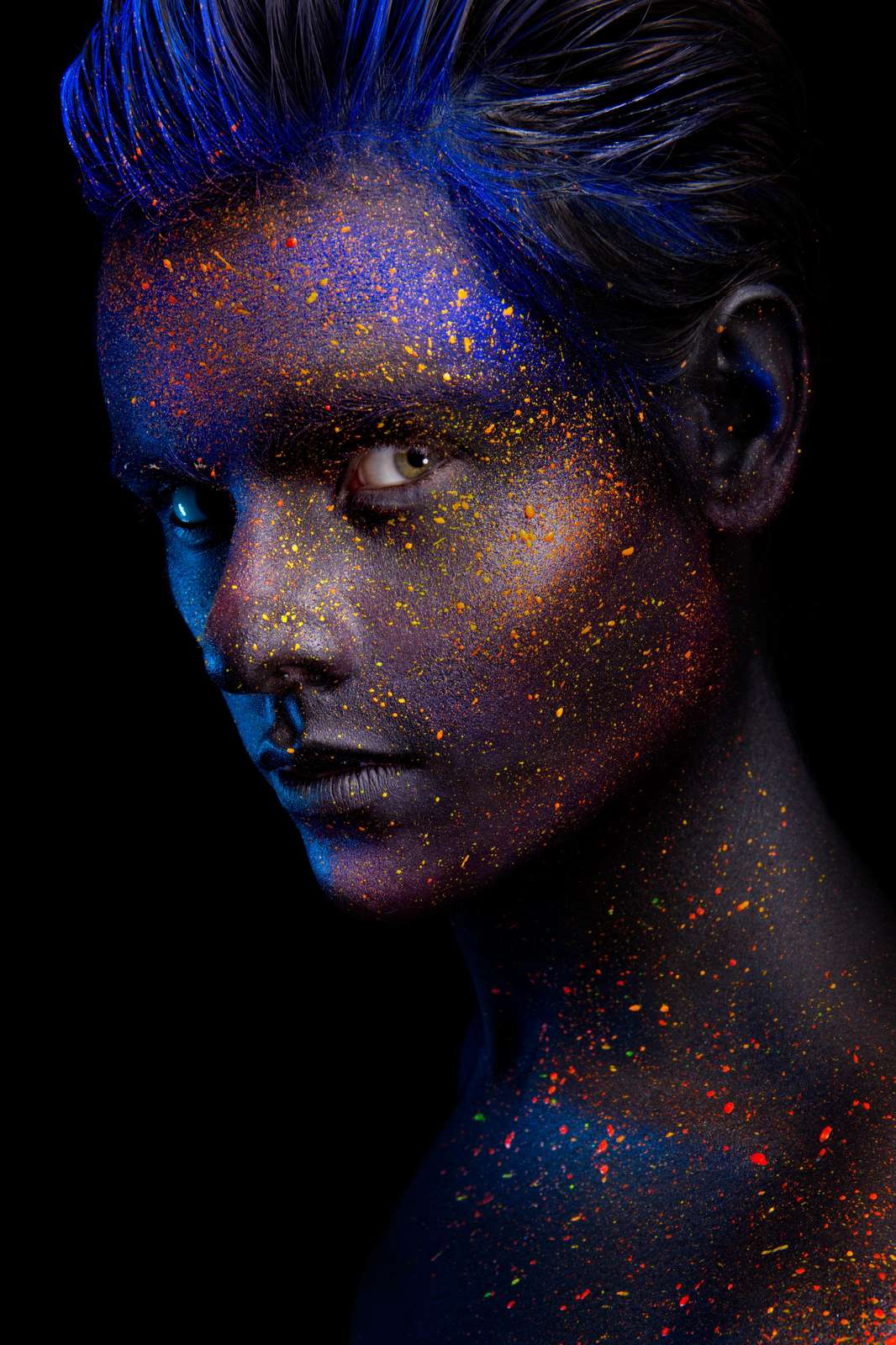 Abstract Face Nebula Blue Orange Wall Art