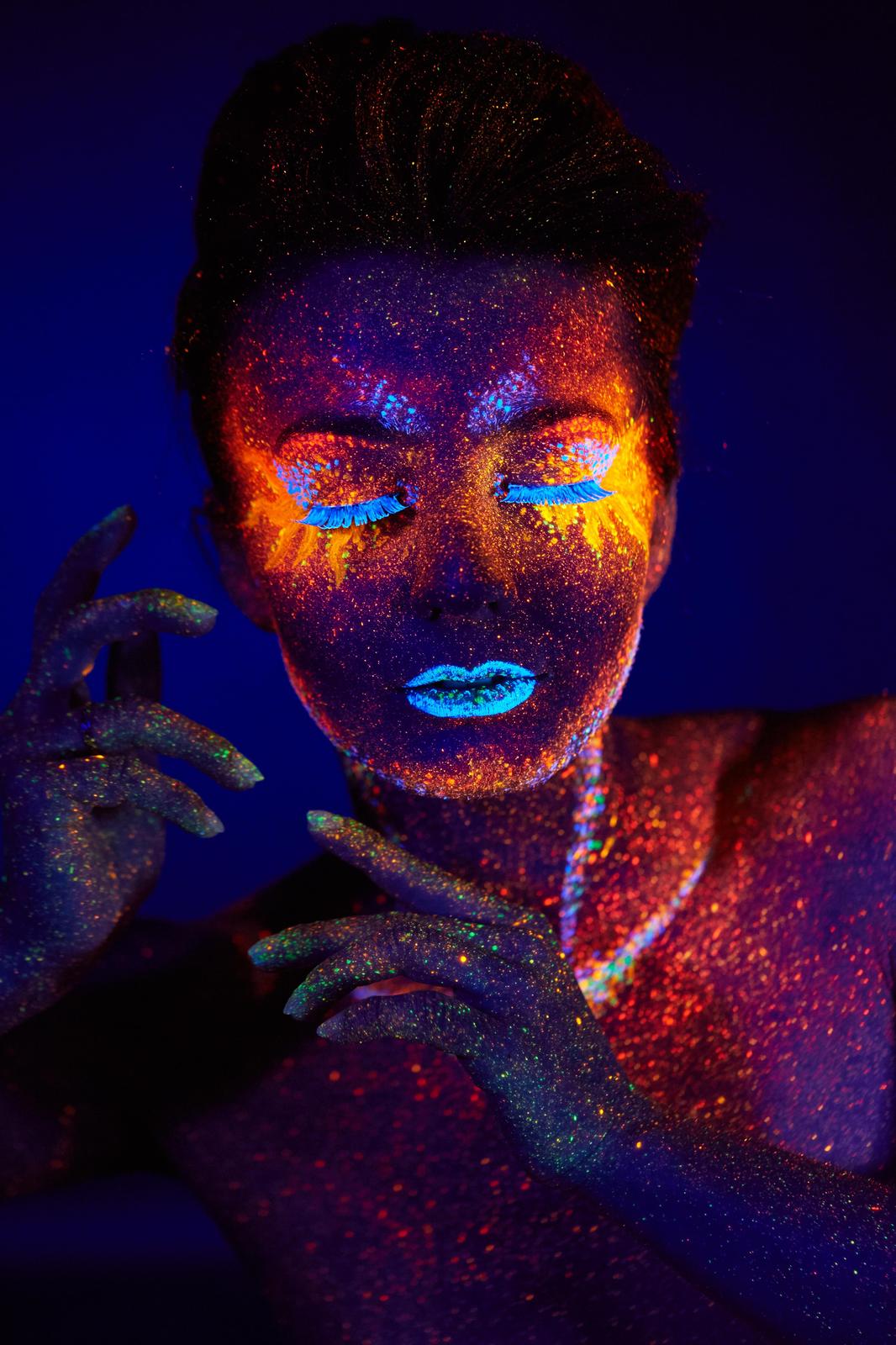 Vibrant UV Glow Face Art Wall Art