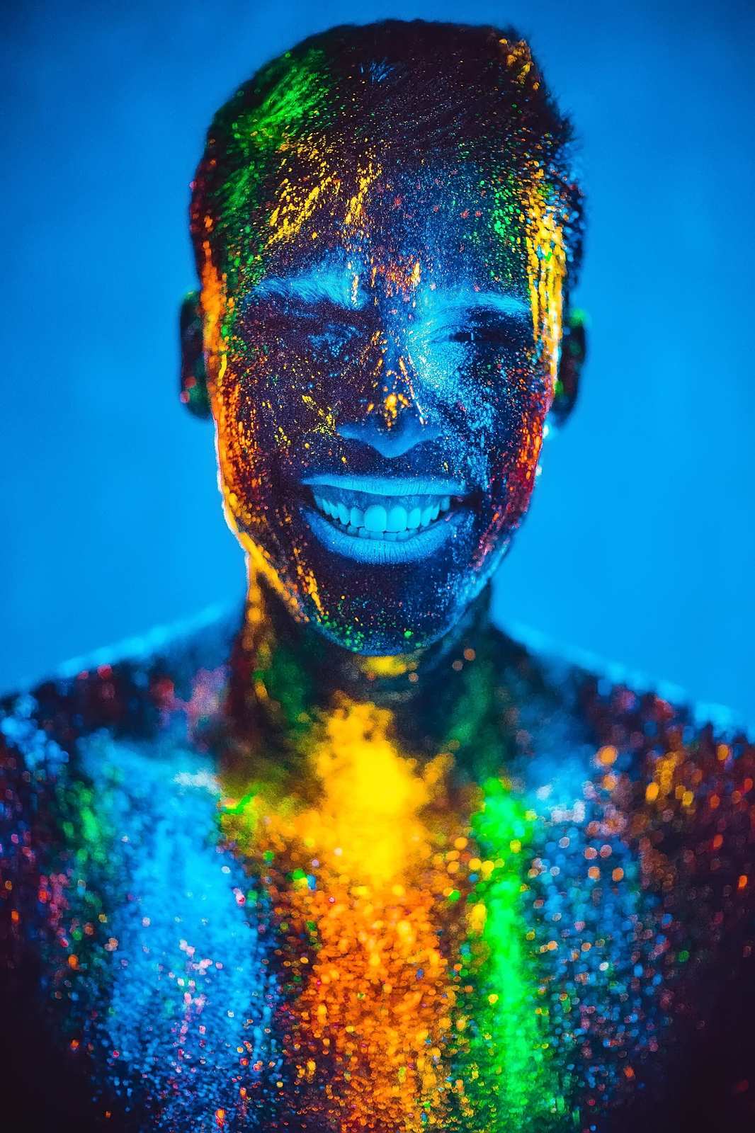 Vibrant UV Paint Face Expression Wall Art