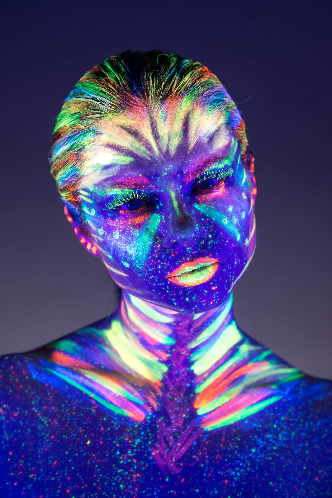 Vibrant Neon Face Art Wall Art