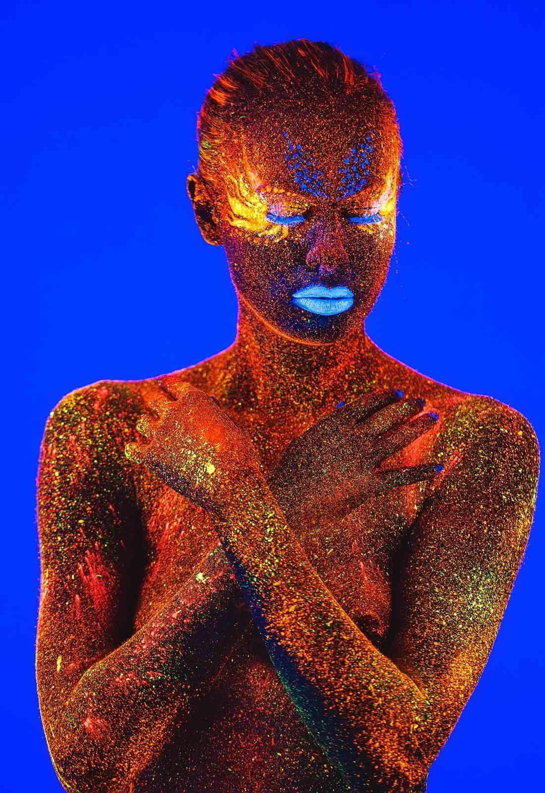 Neon Glow Body Art Abstract Wall Art