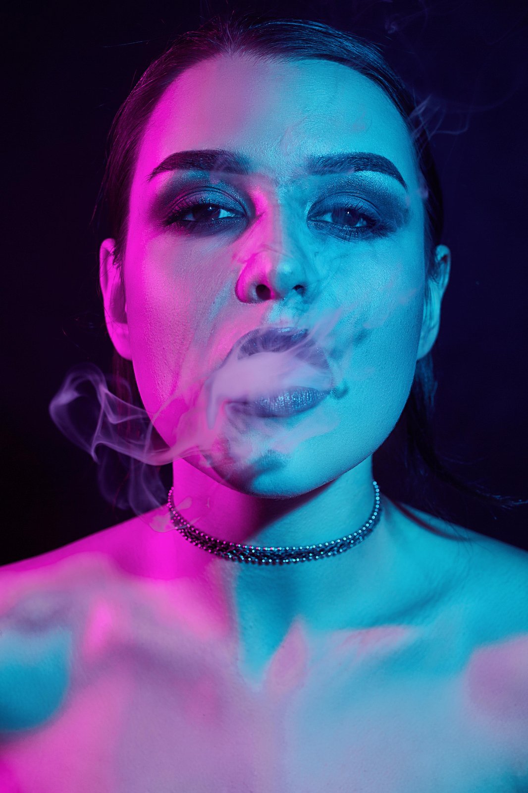 Neon Smoke Portrait Modern Wall Art Wall Art