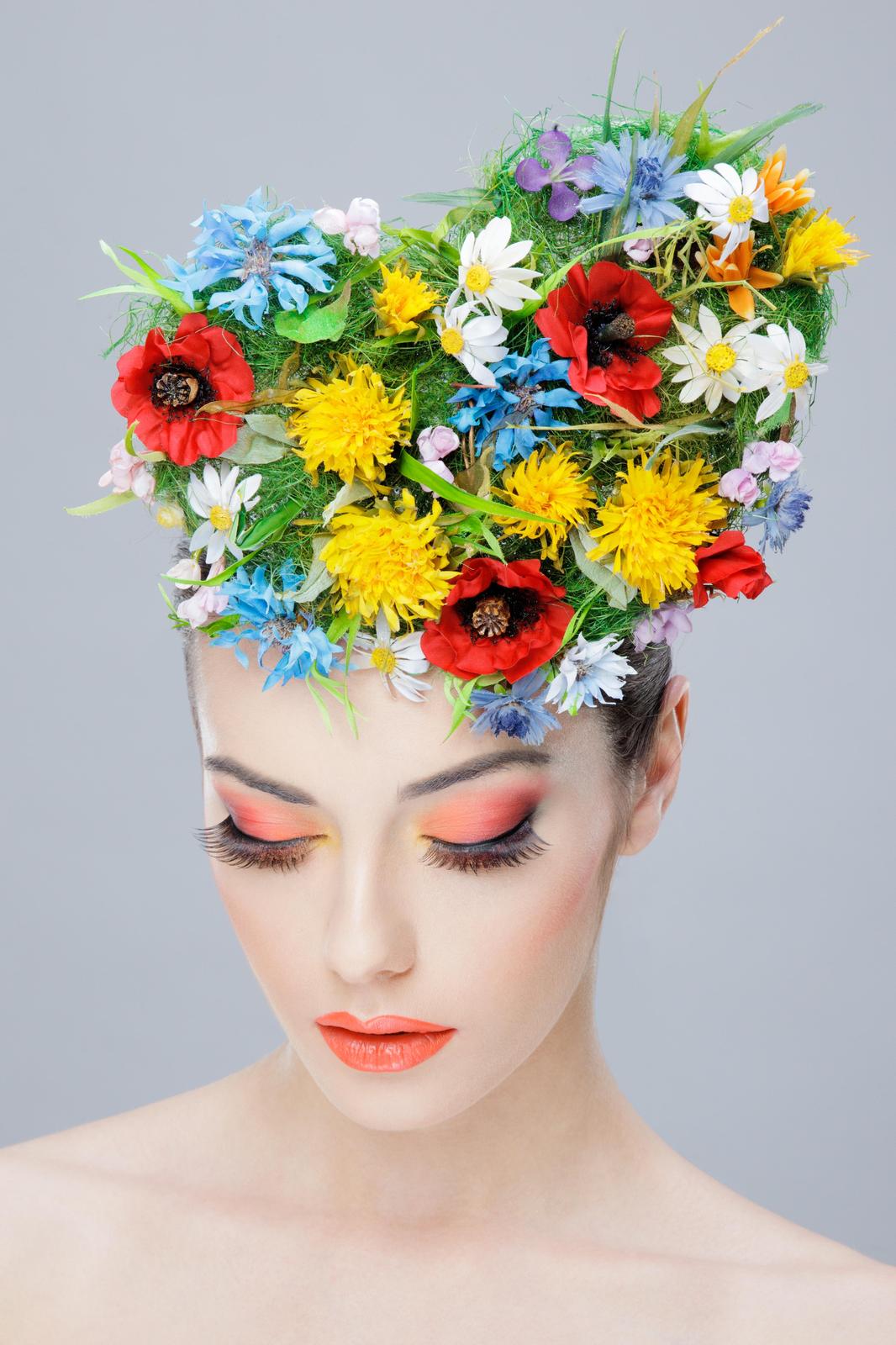 Vibrant Floral Heart Headpiece Wall Art Wall Art