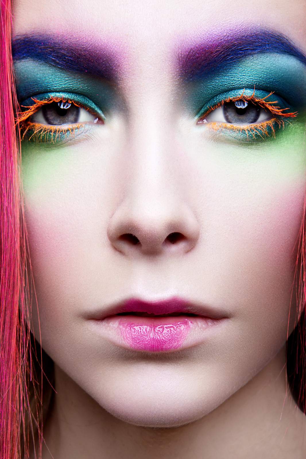 Vibrant Neon Makeup Portrait Wall Art